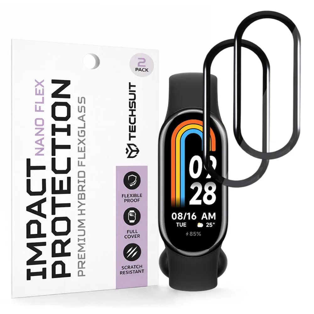 Pellicola Protettiva Techsuit Nano Flex per Xiaomi Smart Band 8, Set 2 pezzi, Plastica, Nera - immagine 1