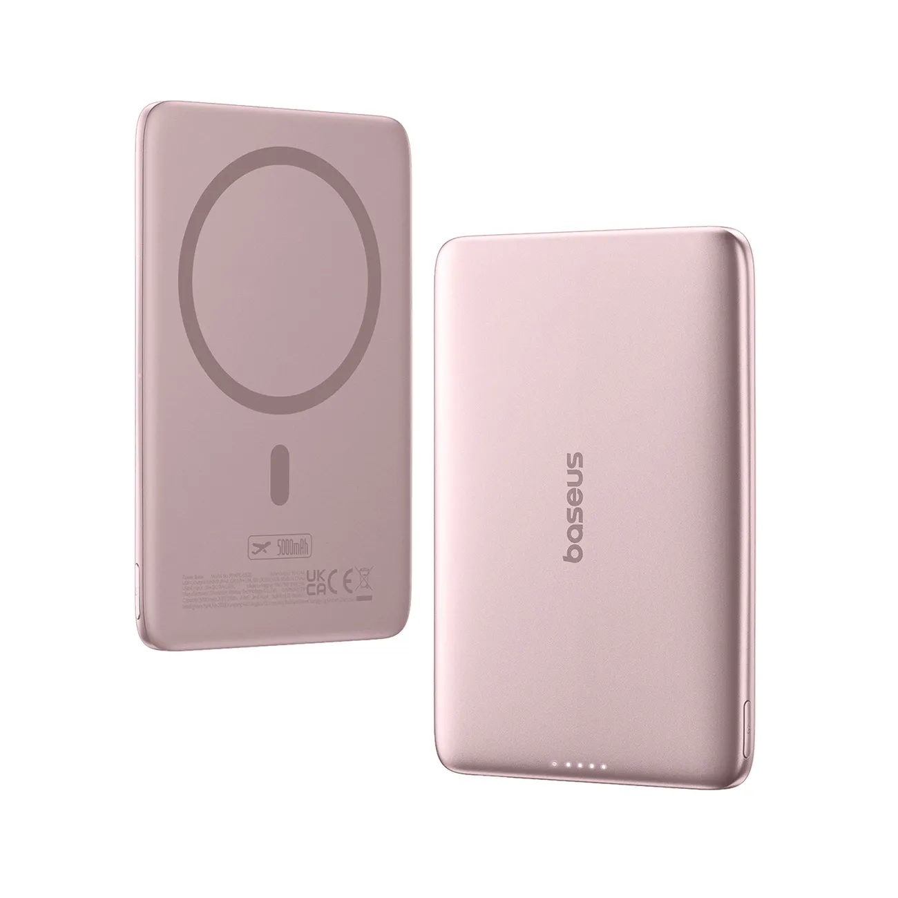 Batteria Esterna Wireless Baseus PicoGo AM41, 5000mAh, 20W, PD + FQI, 1 x QI - 1 x USB-C, Rosa P1007680C453-00 - immagine 1