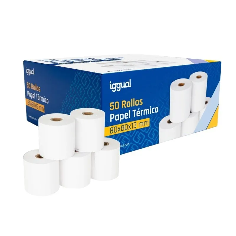 iggual Confezione da 50 rotoli di carta termica senza BPA 80x80mm - immagine 1
