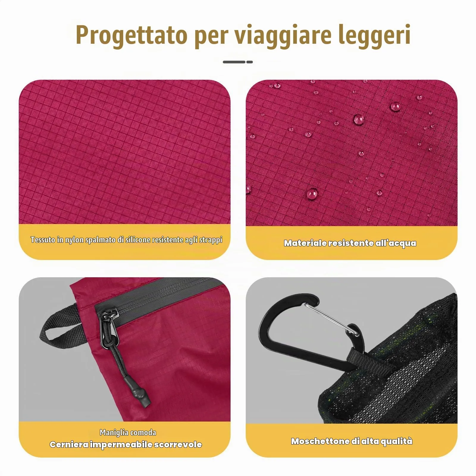 Vavabox Set borse da toeletta impermeabili nylon grandi con gancio, borsa unisex per sport, campeggio e viaggi professionali - immagine 3