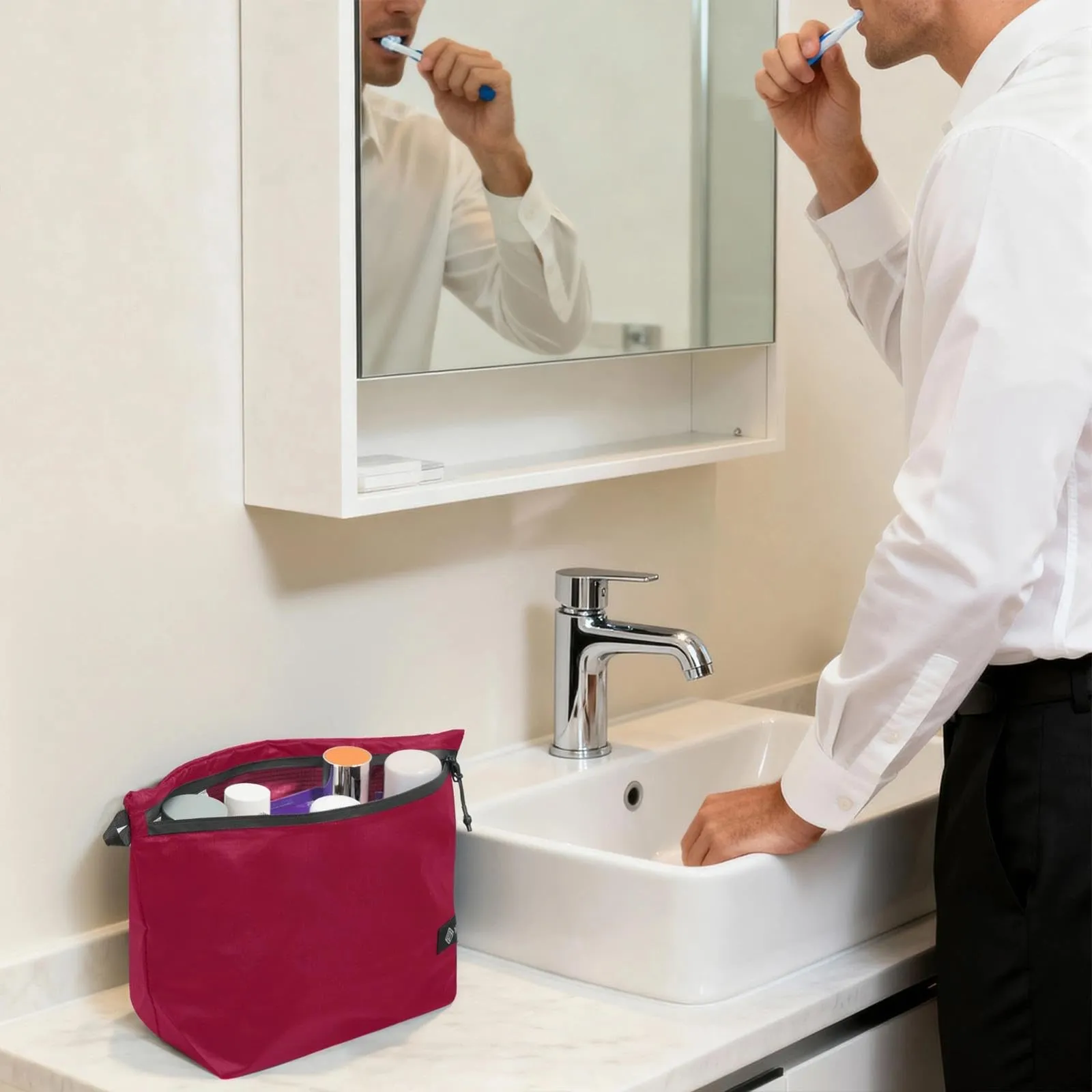 Vavabox Set borse da toeletta impermeabili nylon grandi con gancio, borsa unisex per sport, campeggio e viaggi professionali - immagine 7