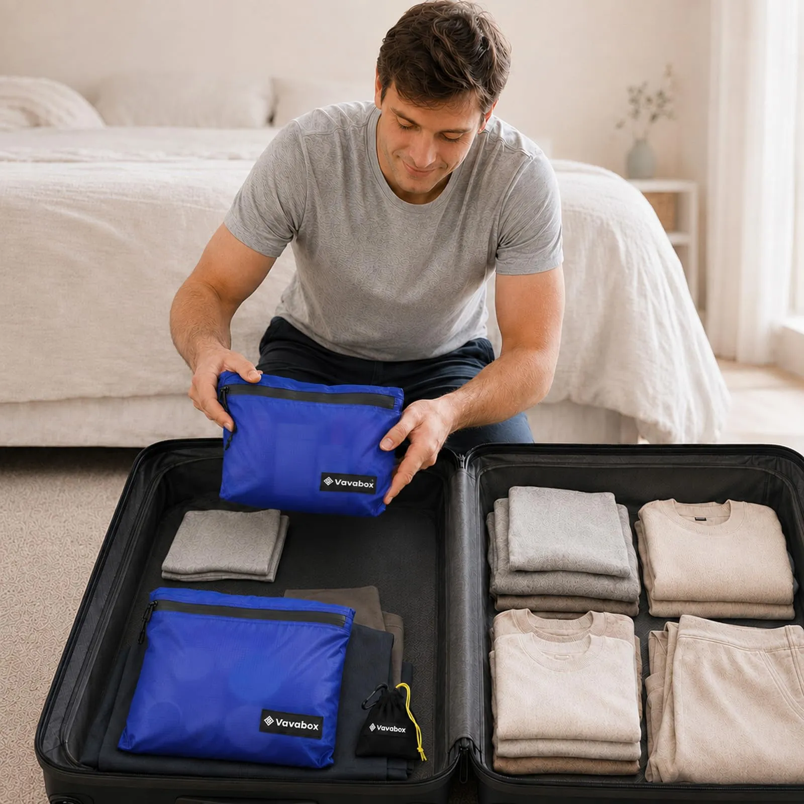 Vavabox Set borse da toeletta impermeabili nylon grandi con gancio, borsa unisex per sport, campeggio e viaggi professionali - immagine 2