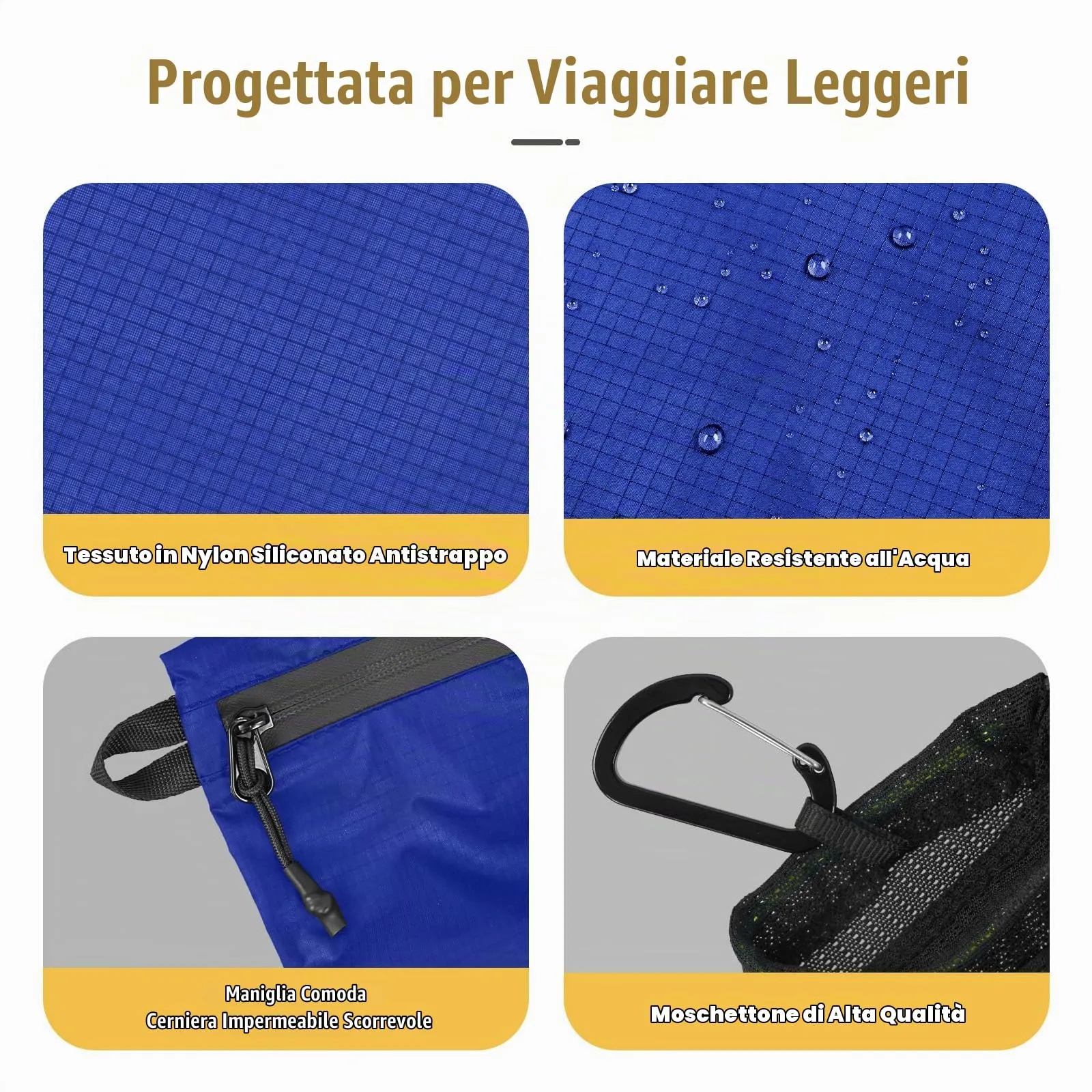 Vavabox Set borse da toeletta impermeabili nylon grandi con gancio, borsa unisex per sport, campeggio e viaggi professionali - immagine 3