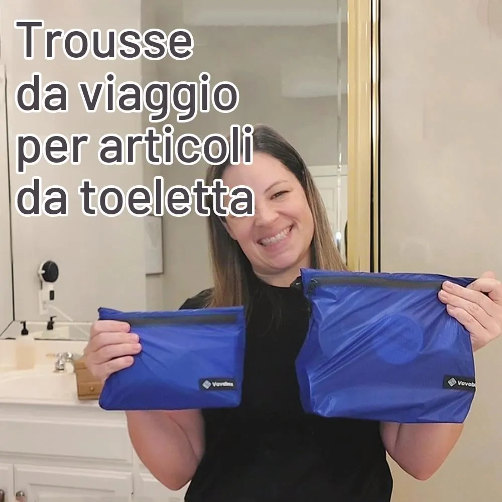 Vavabox Set borse da toeletta impermeabili nylon grandi con gancio, borsa unisex per sport, campeggio e viaggi professionali - immagine 6