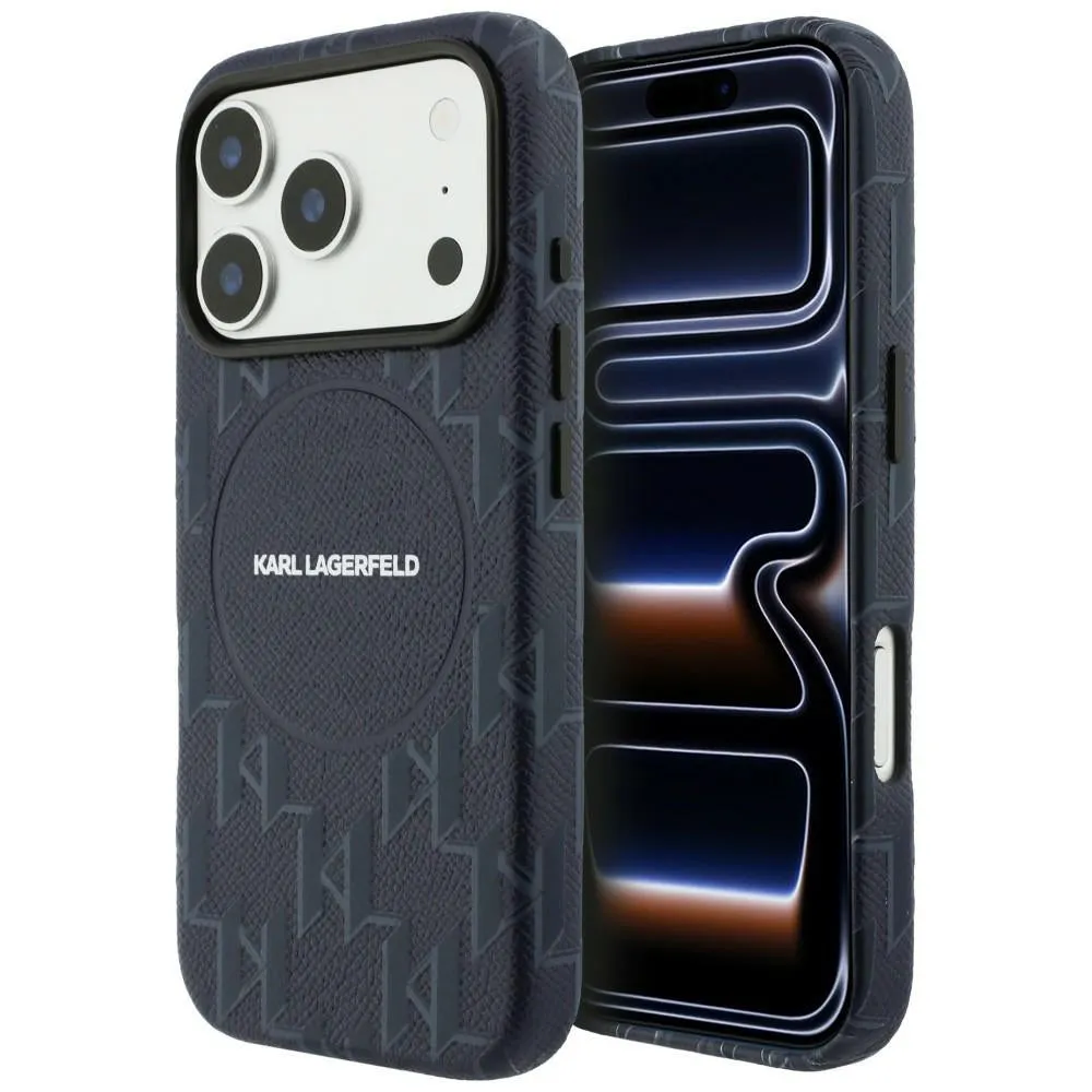 Custodia MagSafe per Apple iPhone 17 Pro Max, Karl Lagerfeld, Logo KL Monogram, Blu - immagine 1