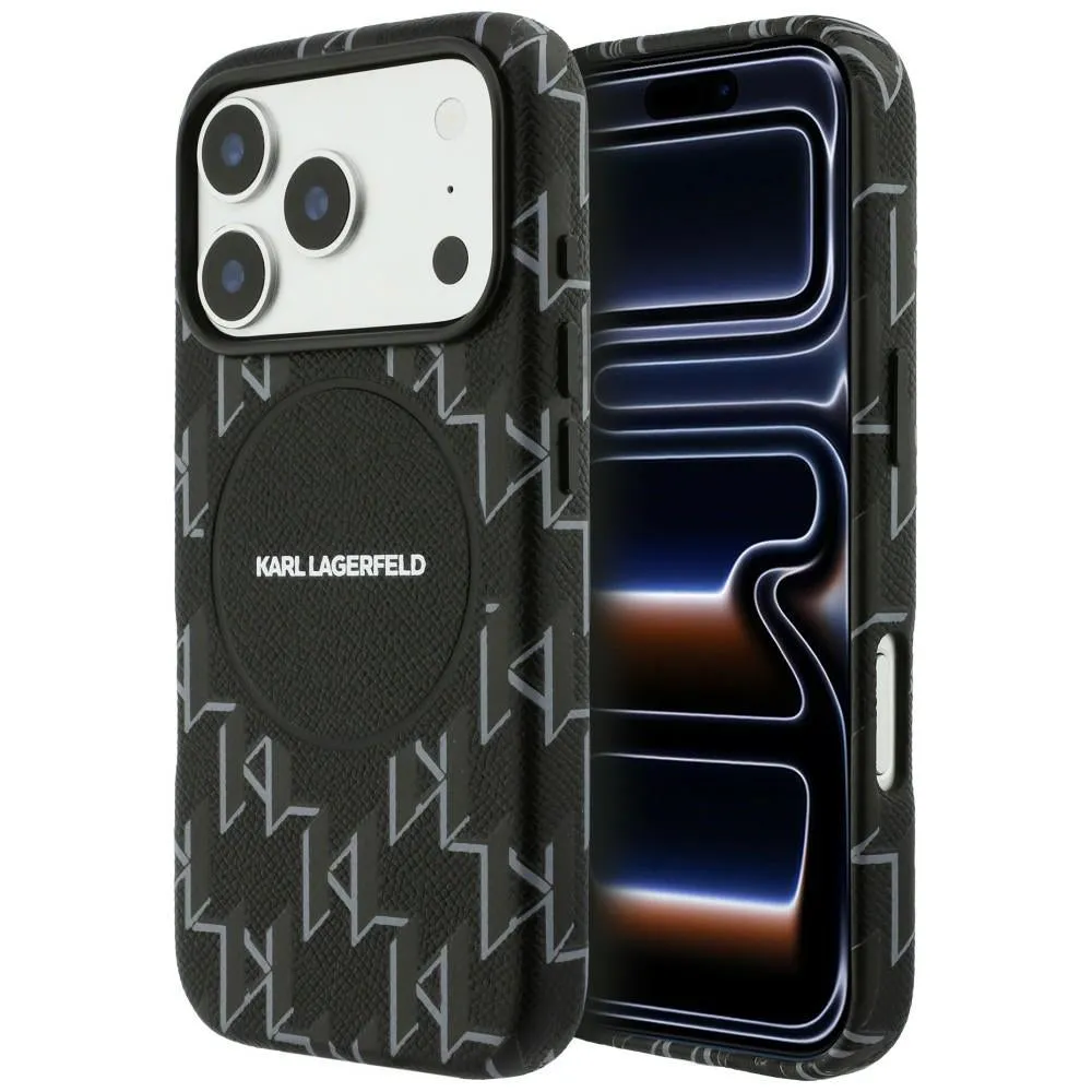 Custodia MagSafe per Apple iPhone 17 Pro Max, Karl Lagerfeld, Logo KL Monogram, Nera - immagine 1