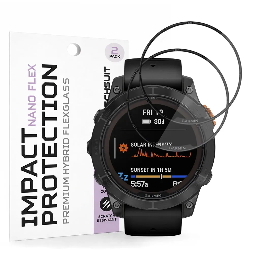 Pellicola Protettiva Techsuit Nano Flex per Garmin Fenix 7 Pro Solar, Set 2 pezzi, Plastica, Nera - immagine 1