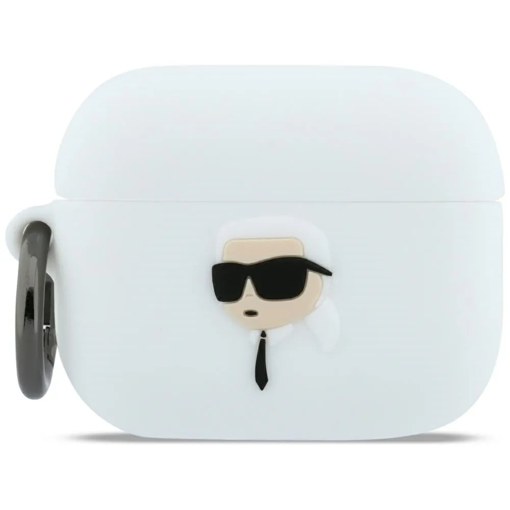 Custodia Karl Lagerfeld 3D Karl's Head per Apple AirPods Pro 3, Bianca - immagine 1