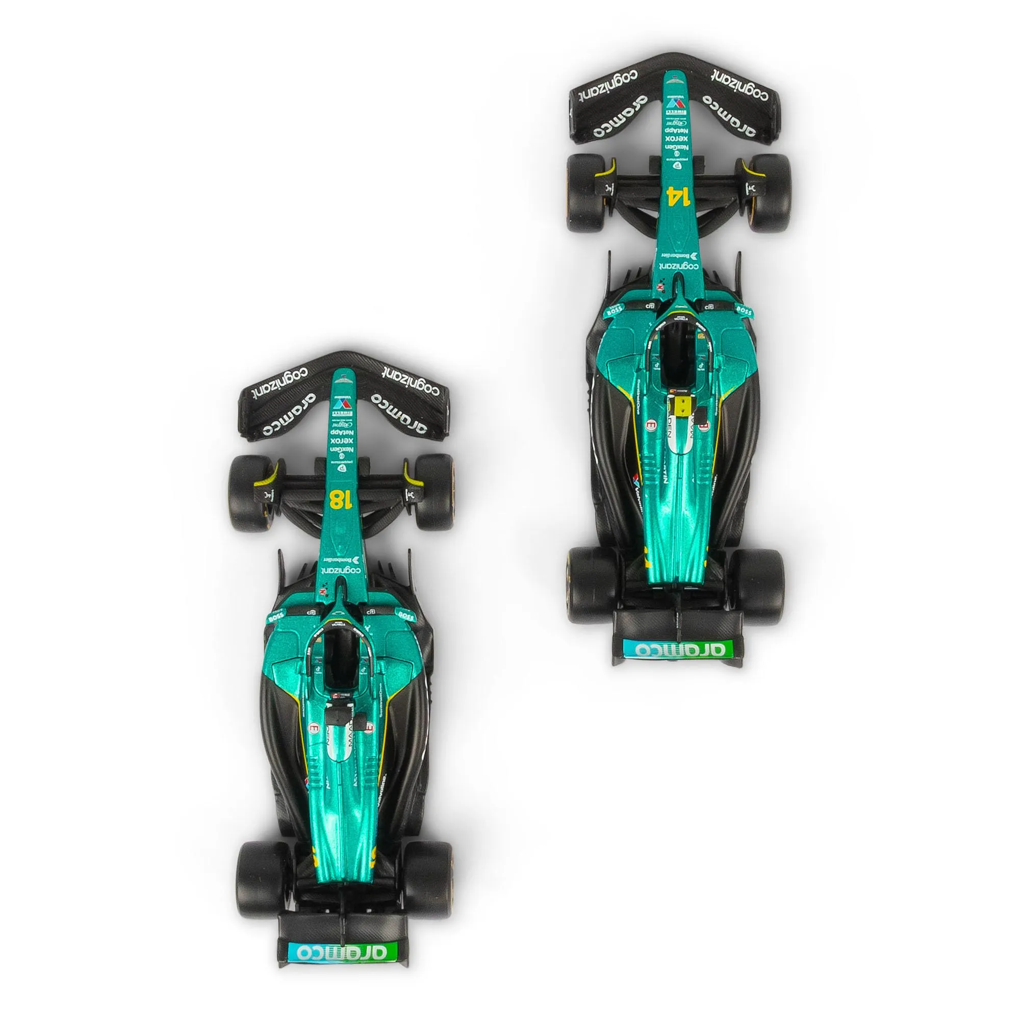 Bburago Aston Martin AMR25 F1 2025, scala 1:43, Fernando Alonso & Lance Stroll Team, set da collezione con licenza ufficiale Aston Martin, set da collezione Formula 1 2025 - immagine 6