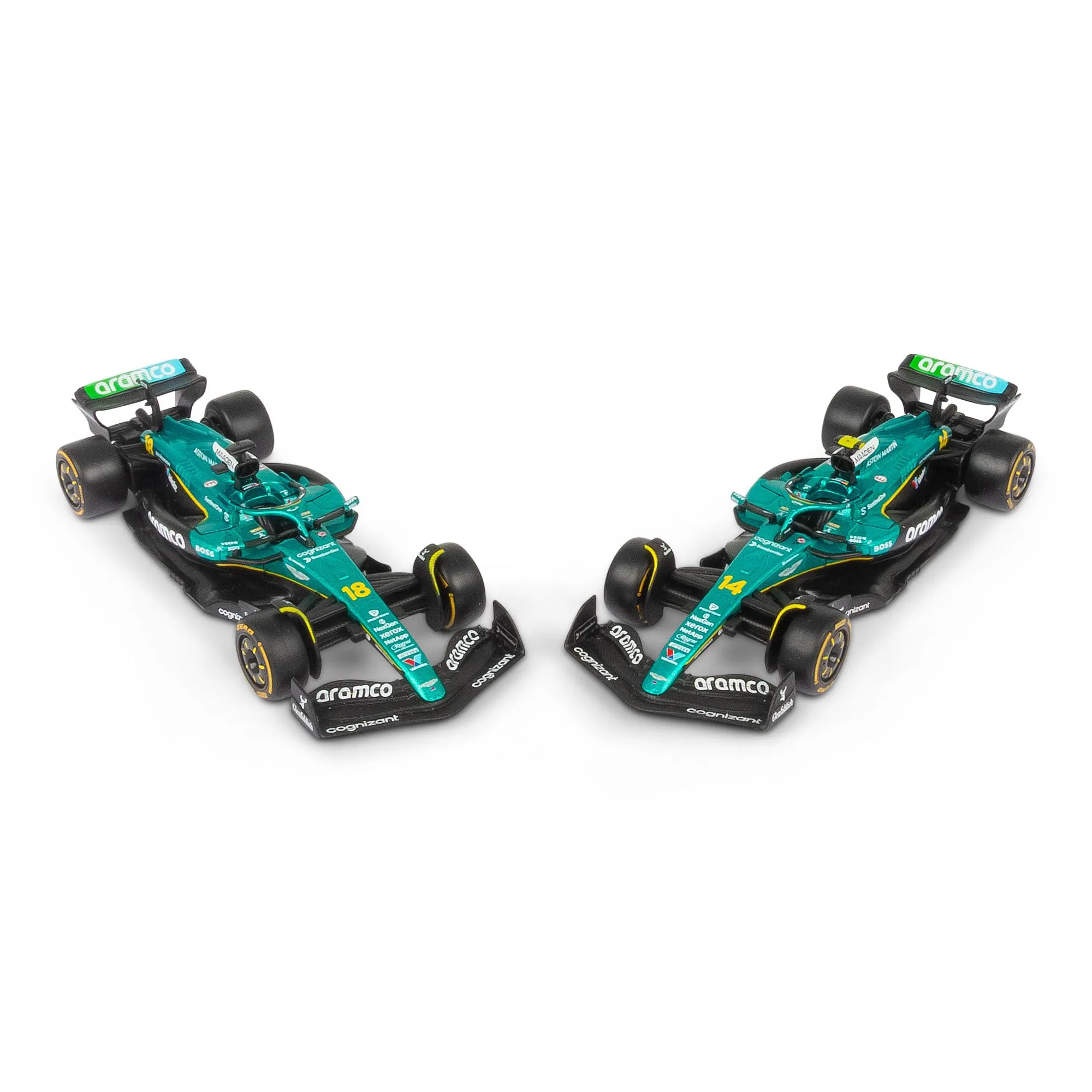 Bburago Aston Martin AMR25 F1 2025, scala 1:43, Fernando Alonso & Lance Stroll Team, set da collezione con licenza ufficiale Aston Martin, set da collezione Formula 1 2025 - immagine 7