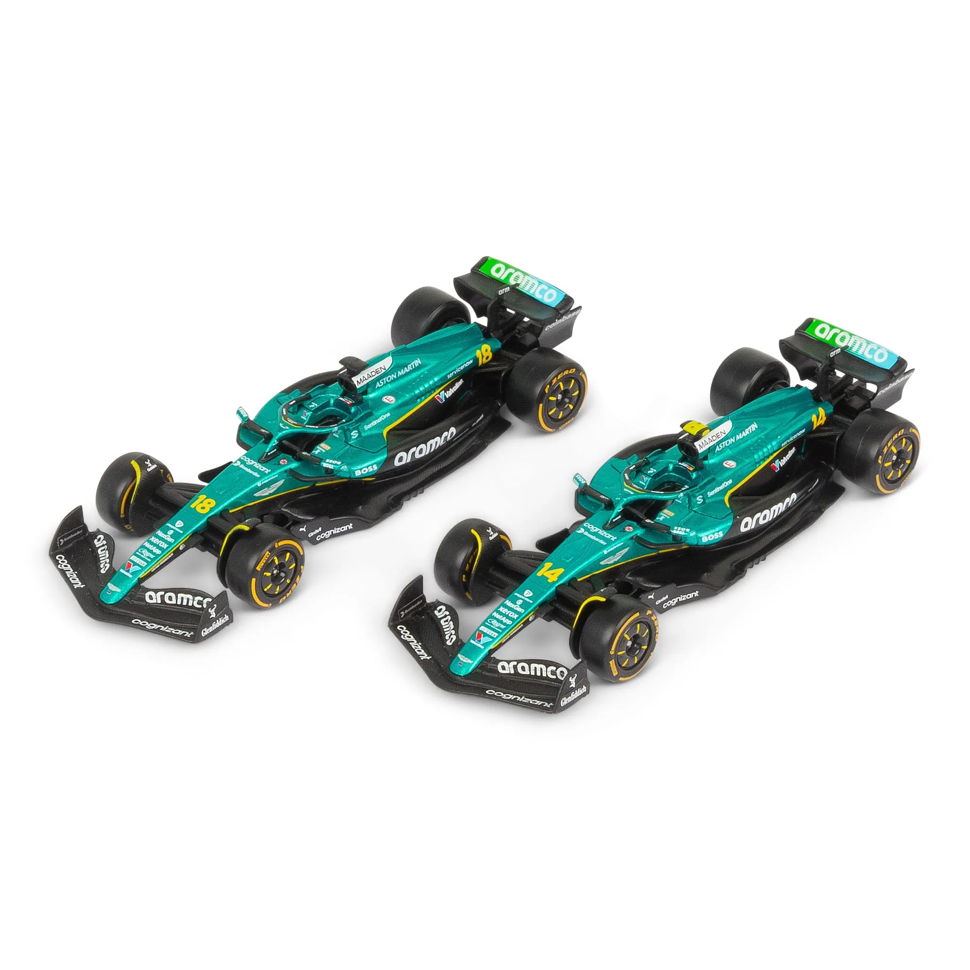 Bburago Aston Martin AMR25 F1 2025, scala 1:43, Fernando Alonso & Lance Stroll Team, set da collezione con licenza ufficiale Aston Martin, set da collezione Formula 1 2025 - immagine 8