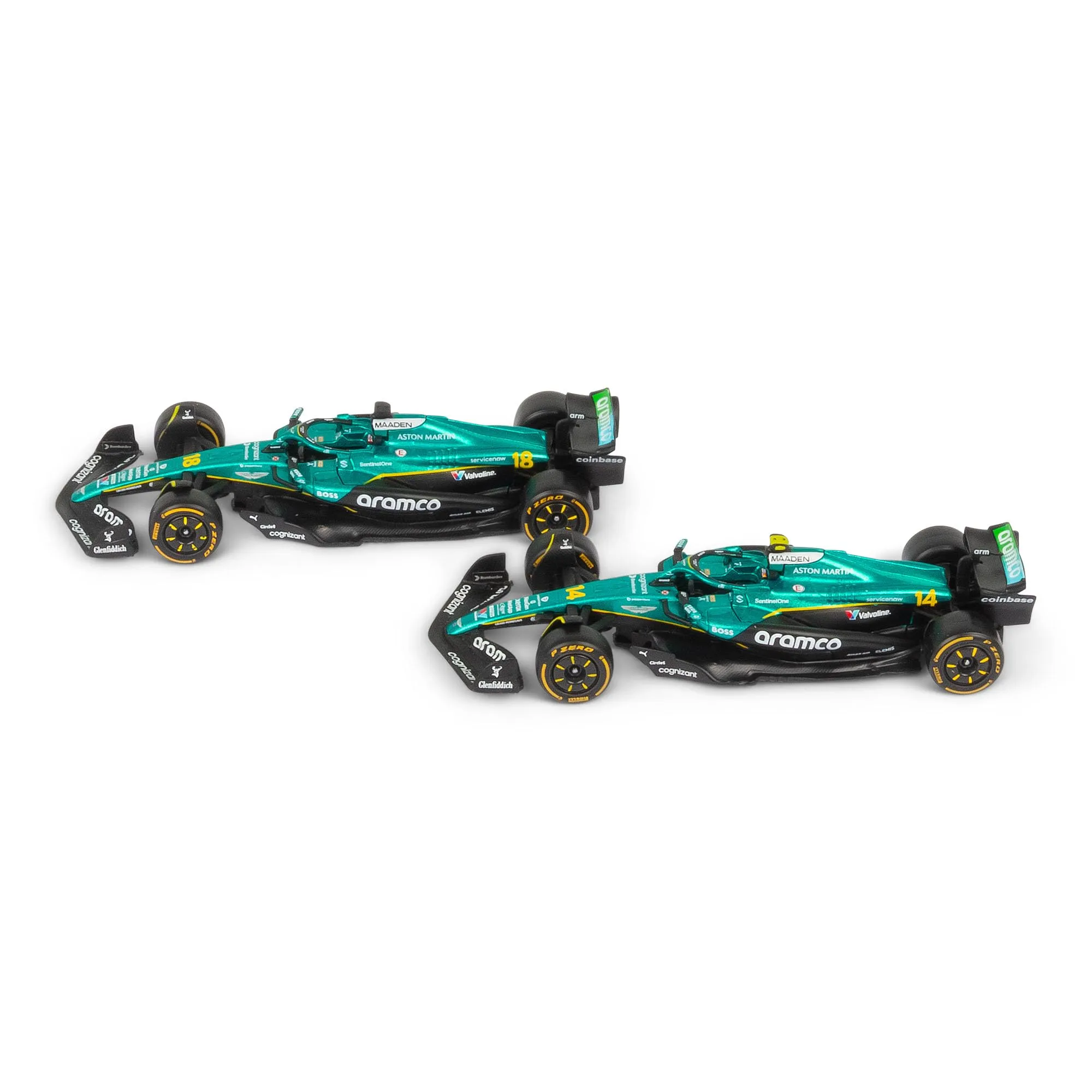 Bburago Aston Martin AMR25 F1 2025, scala 1:43, Fernando Alonso & Lance Stroll Team, set da collezione con licenza ufficiale Aston Martin, set da collezione Formula 1 2025 - immagine 9