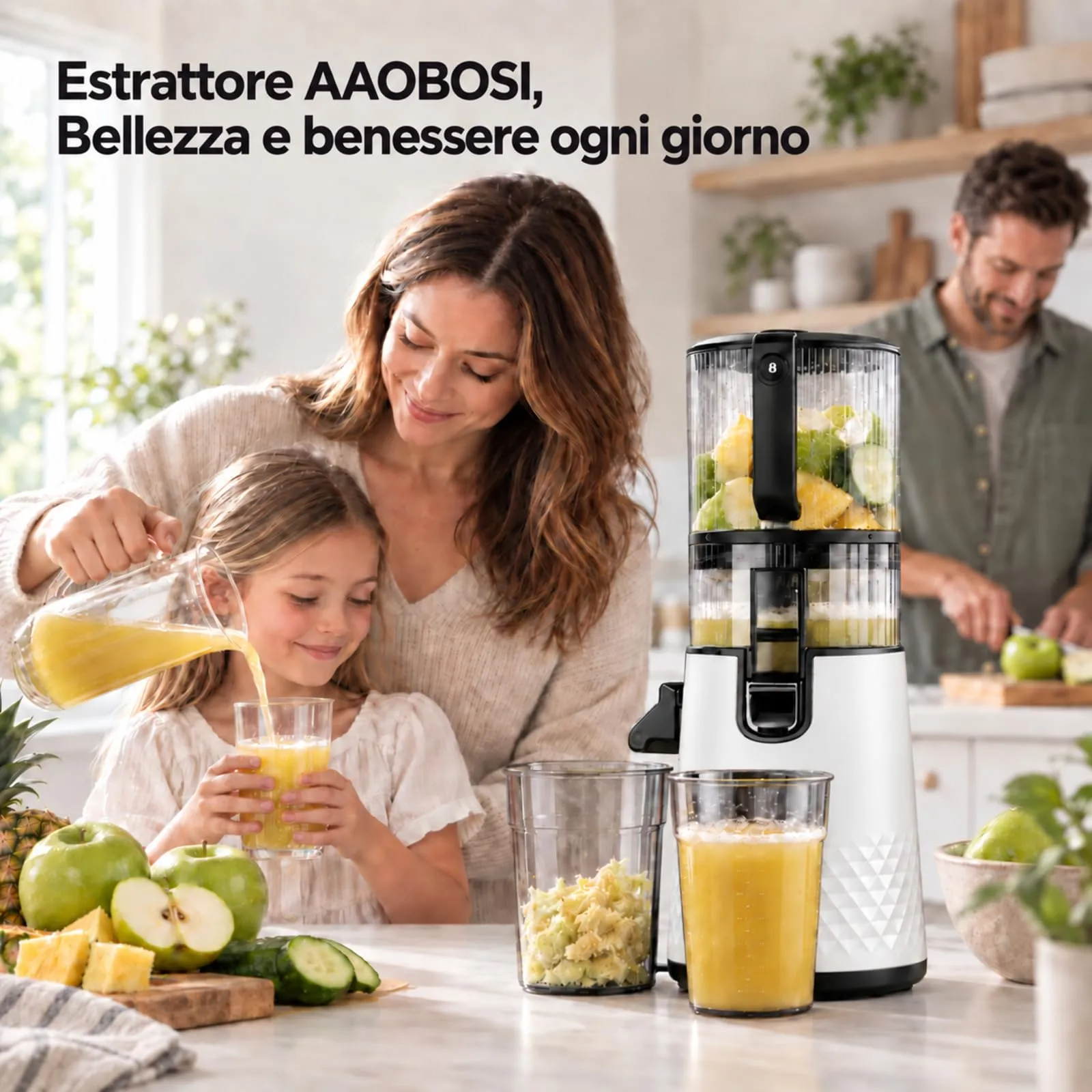 AAOBOSI Estrattore Frutta e Verdura, 165MM & 2,5L, Adatto a Frutta Intera - immagine 9