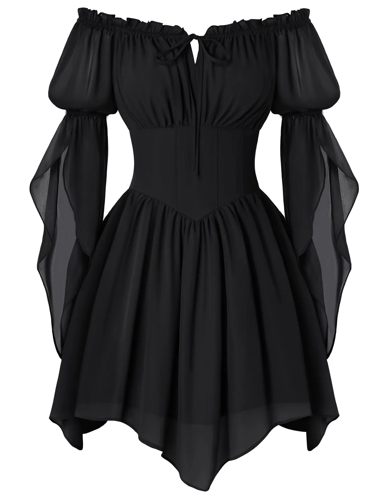 SCARLET DARKNESS Mini corsetto rinascimentale in chiffon con spalle - immagine 1
