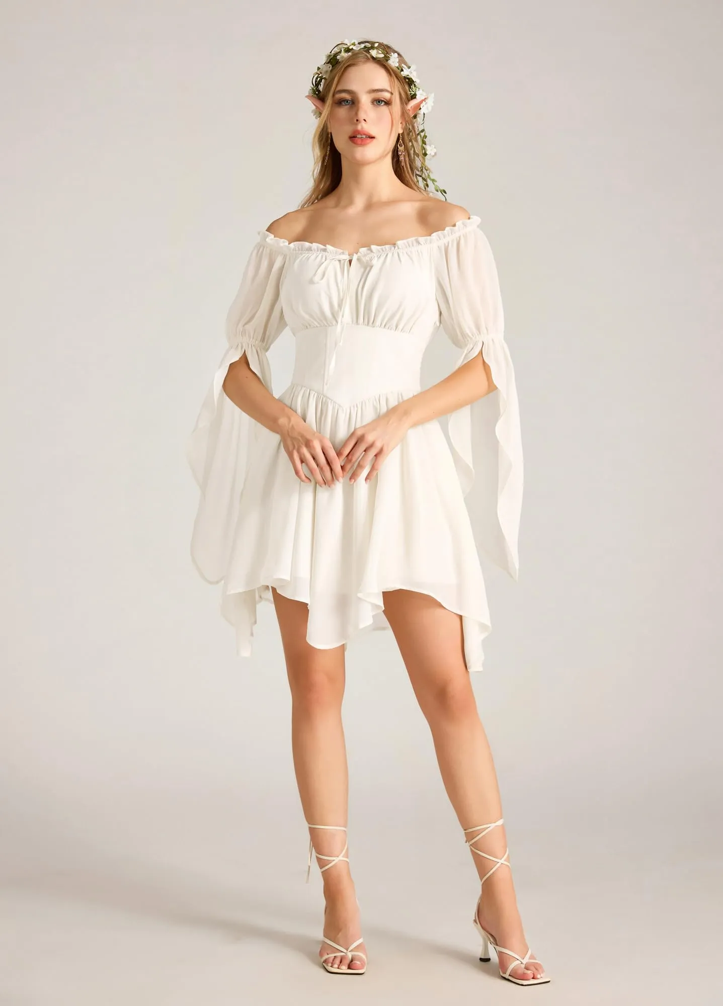 SCARLET DARKNESS Abito a corsetto rinascimentale medievale in chiffon - immagine 2