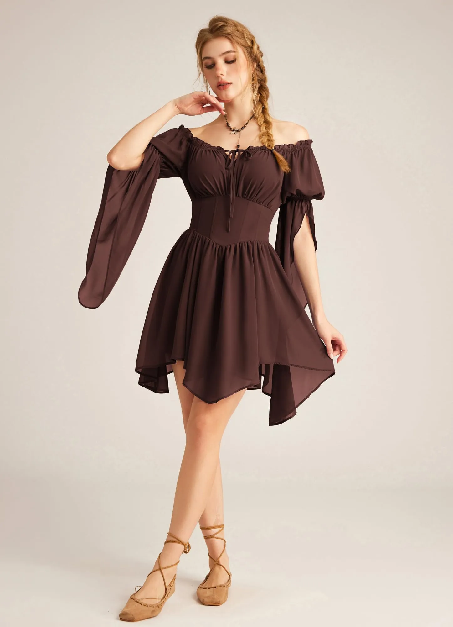 SCARLET DARKNESS Mini corsetto rinascimentale in chiffon con spalle - immagine 6