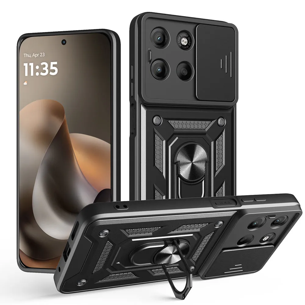 Custodia per Motorola Moto G77 / G67, Techsuit, CamShield, Nera - immagine 1