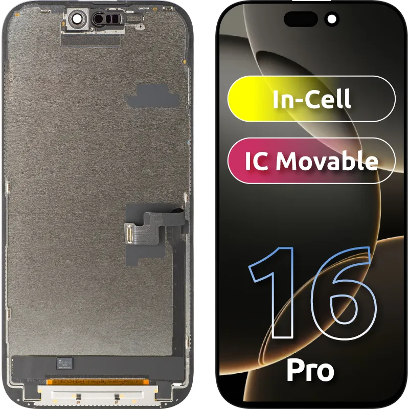 Display con Touchscreen ZY per Apple iPhone 16 Pro, con Cornice, Versione LCD In-Cell IC Movable, Nero - immagine 1