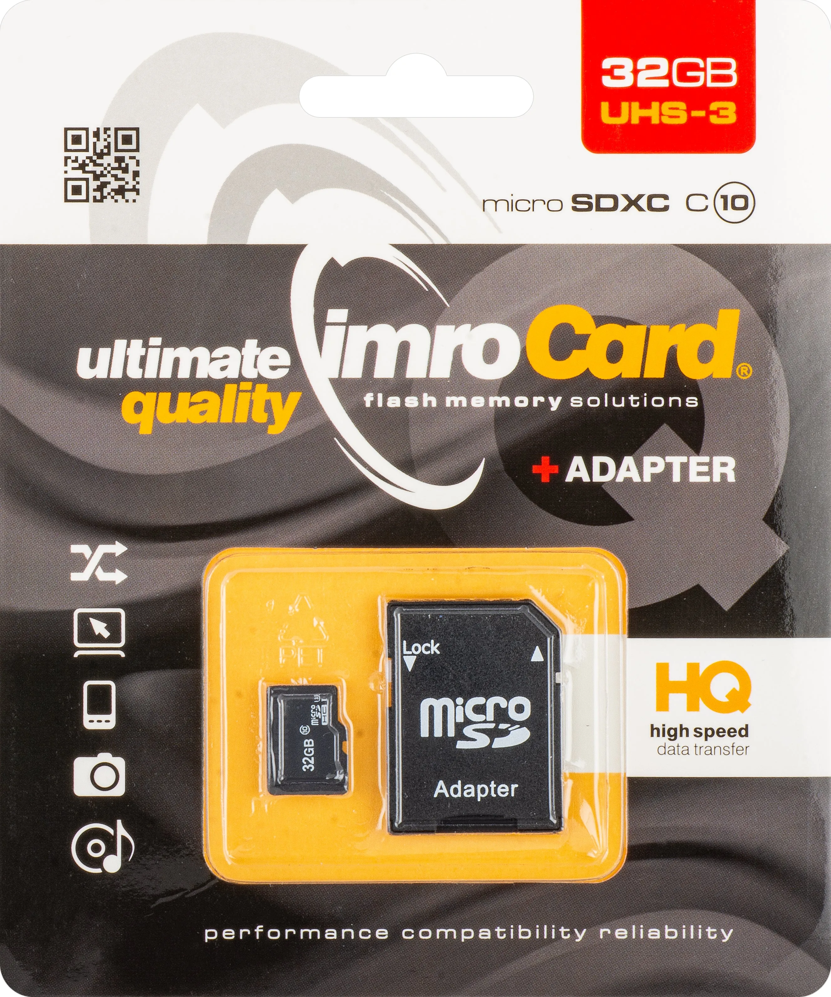 Card Memoria microSDHC Imro, 32Gb, Classe 10 / UHS-1 U3, Con Adattatore - immagine 1