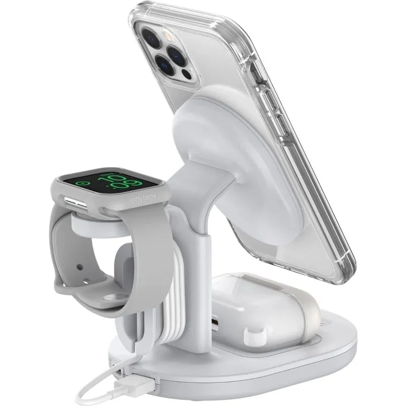 Supporto caricabatterie wireless Magsafe 3 in 1 Otterbox con design elegante per iPhone, AirPods e Apple Watch - immagine 1