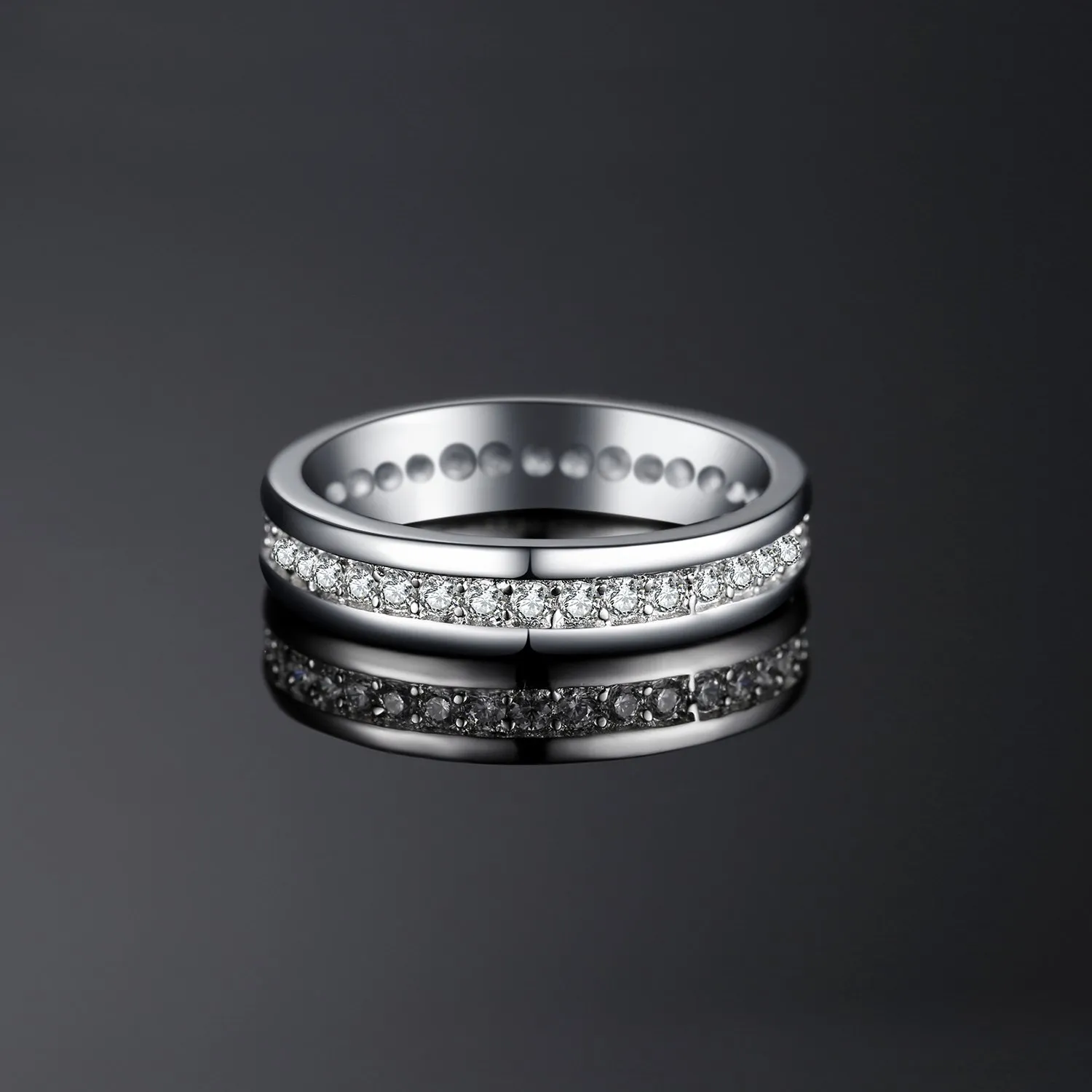 JewelryPalace Anello Donna placcato oro bianco 14K, Fedina Fidanzamento, Diamante Simulato Zirconi per Anniversario Matrimonio Promessa Sposa, Banda Eternità Canale Set, Gioielli 14.5 - immagine 5