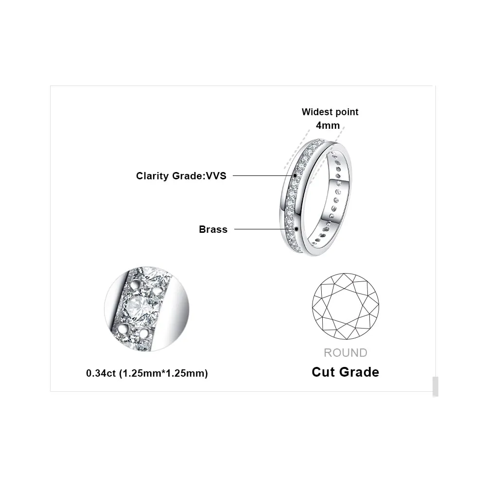 JewelryPalace Anello Donna placcato oro bianco 14K, Fedina Fidanzamento, Diamante Simulato Zirconi per Anniversario Matrimonio Promessa Sposa, Banda Eternità Canale Set, Gioielli 16 - immagine 2
