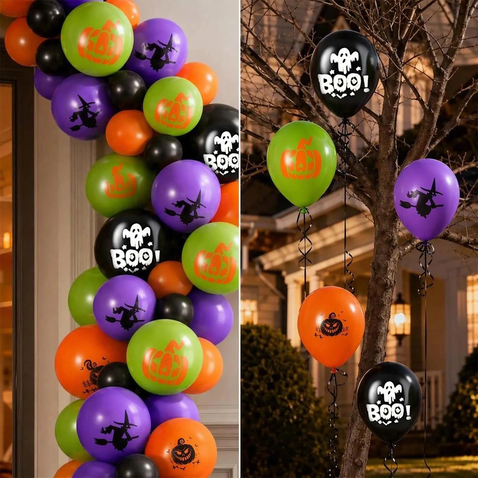 GEFIRE 50 Palloncini Halloween 4 Colori con BOO Fantasie - immagine 5