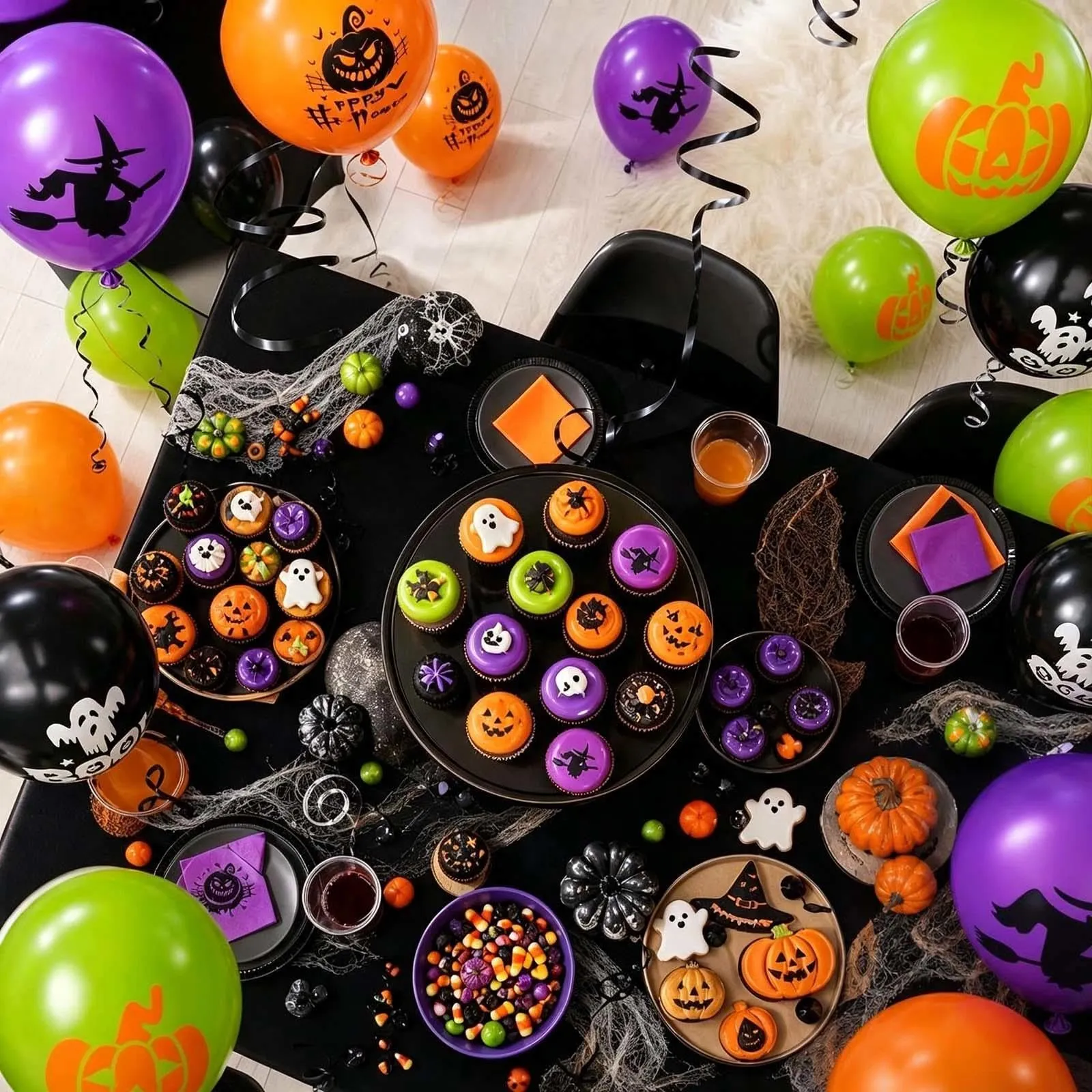 GEFIRE 50 Palloncini Halloween 4 Colori con BOO Fantasie - immagine 6