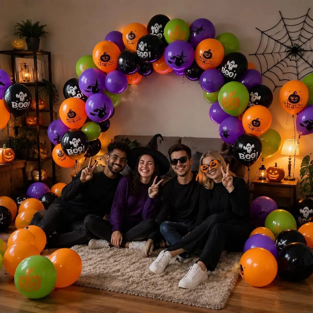 GEFIRE 50 Palloncini Halloween 4 Colori con BOO Fantasie - immagine 7