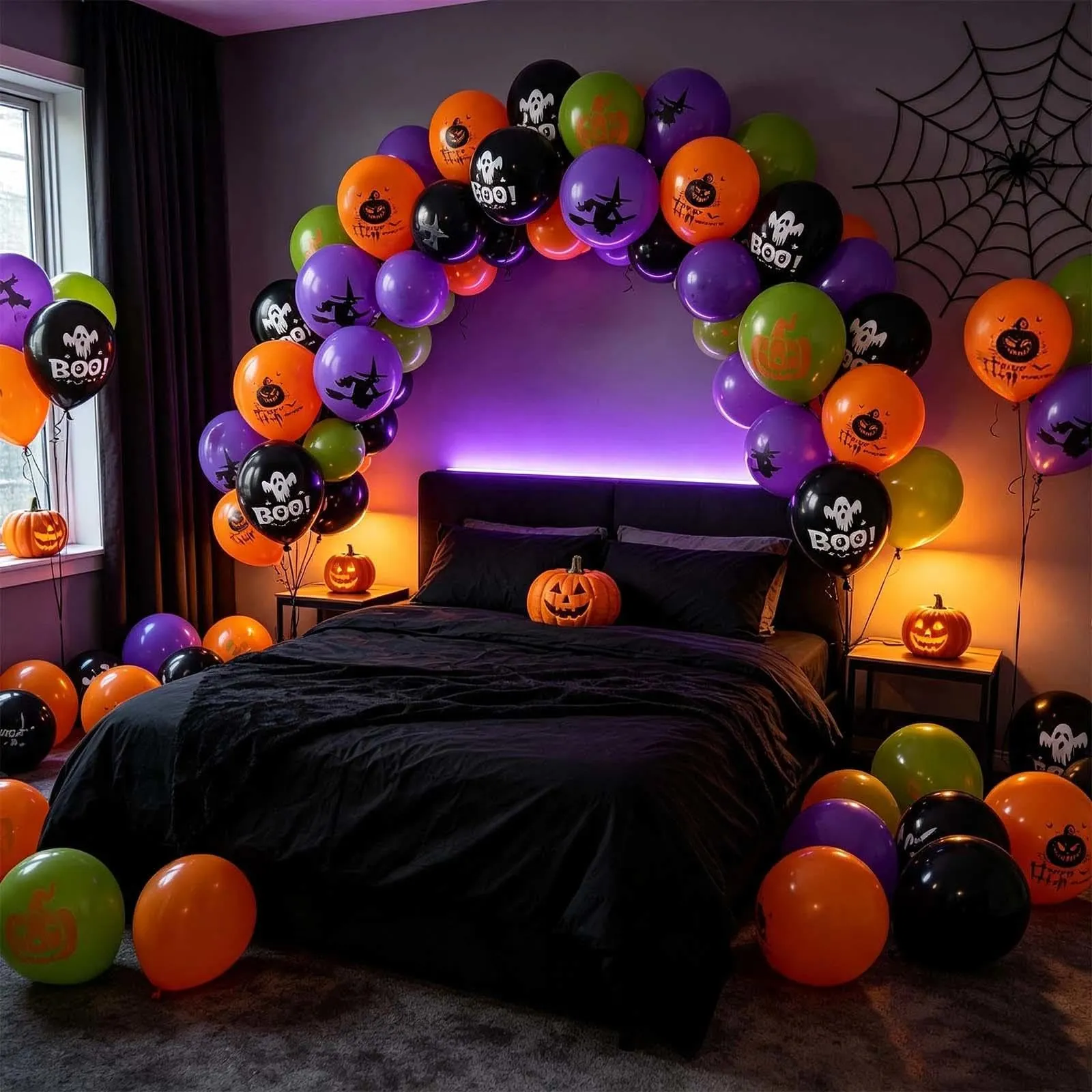 GEFIRE 50 Palloncini Halloween 4 Colori con BOO Fantasie - immagine 8