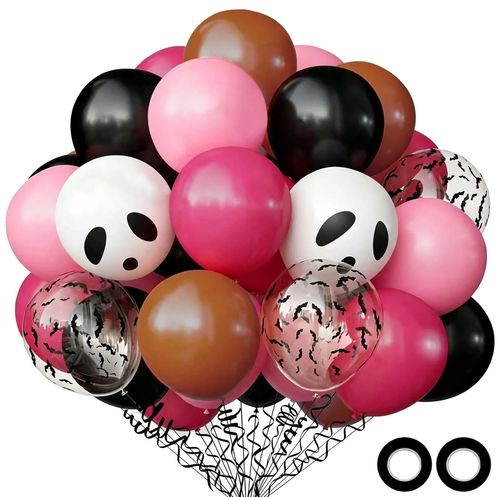 GEFIRE 50 Palloncini Halloween 5 Colori Rosa Teschio Fantasma - immagine 1
