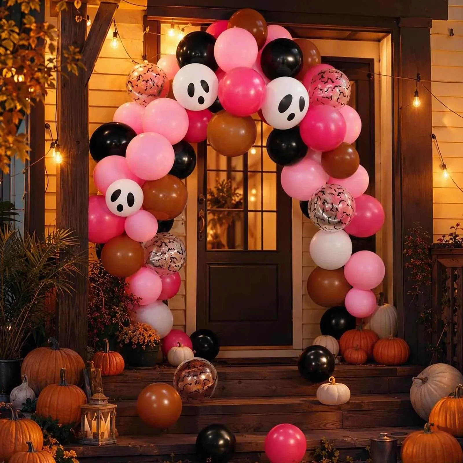 GEFIRE 50 Palloncini Halloween 5 Colori Rosa Teschio Fantasma - immagine 4