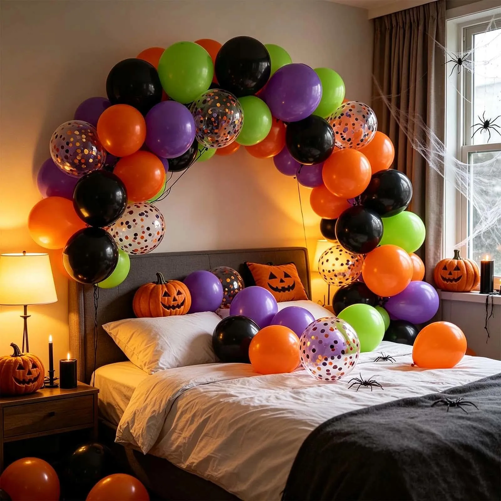 GEFIRE 50 Palloncini Halloween Tinta Unita E Confetti Tricolore - immagine 8