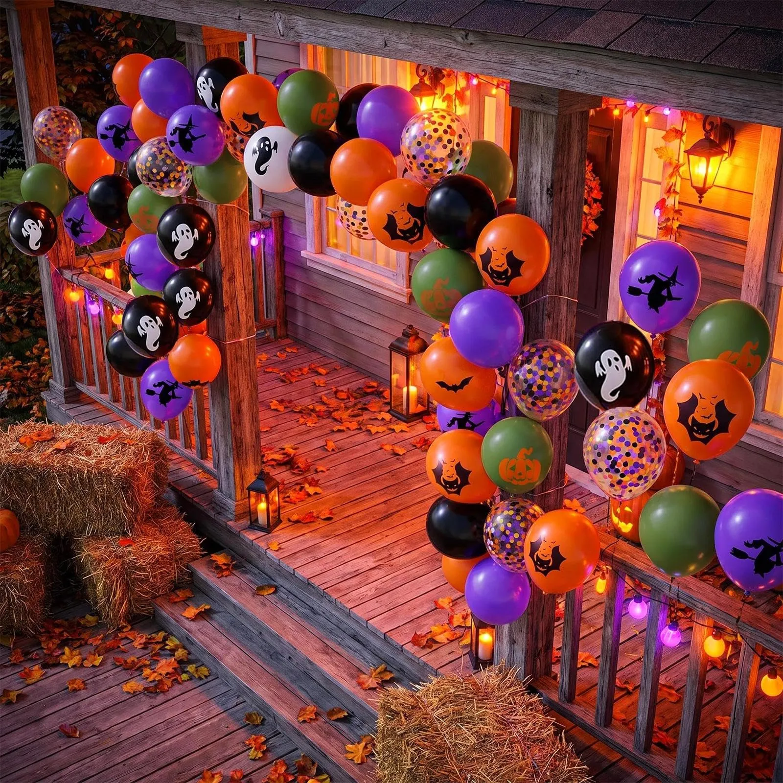 GEFIRE 50 Palloncini Halloween 5 Colori 4 Fantasie Coriandoli - immagine 4