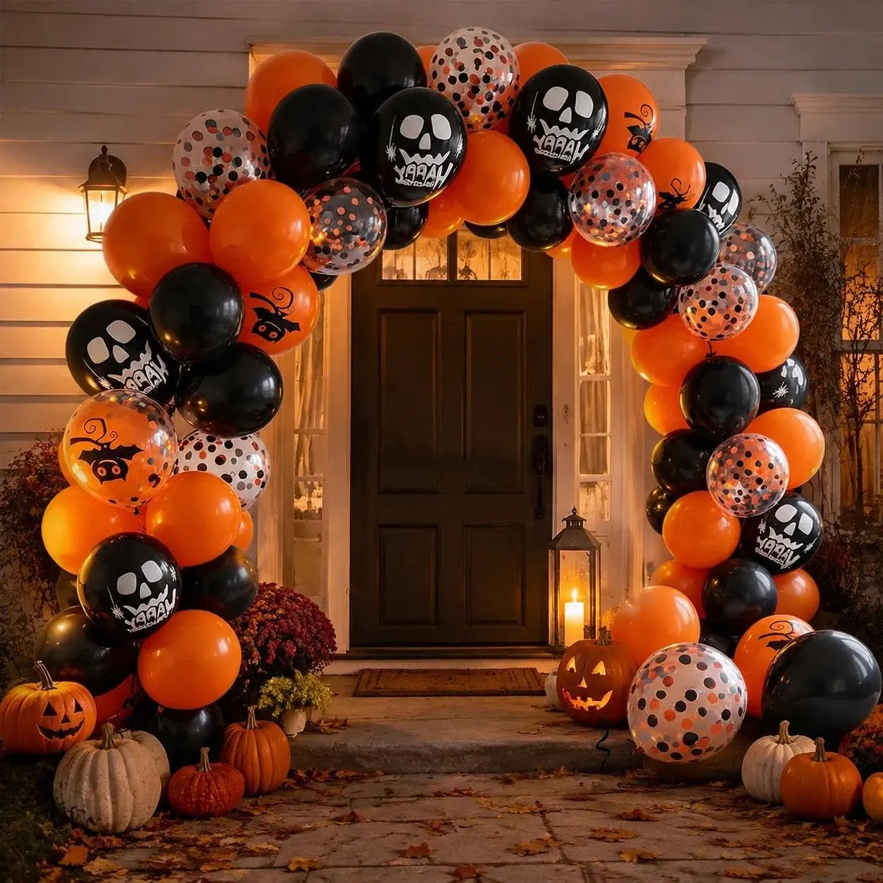 GEFIRE 50 Palloncini Halloween 3 Stili Pipistrello Teschio Coriandoli - immagine 7