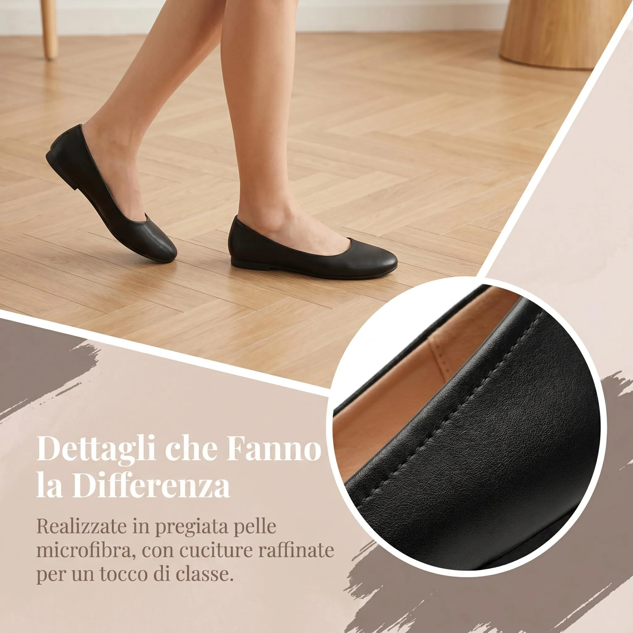 GLAMORA Ballerine Donna Scarpe Basse Punta Tonda Pelle Sintetica Comode Eleganti Manoletina Ballerina Classica Slip On Suola Flessibile Leggere Morbide Calzata Piccola - immagine 6