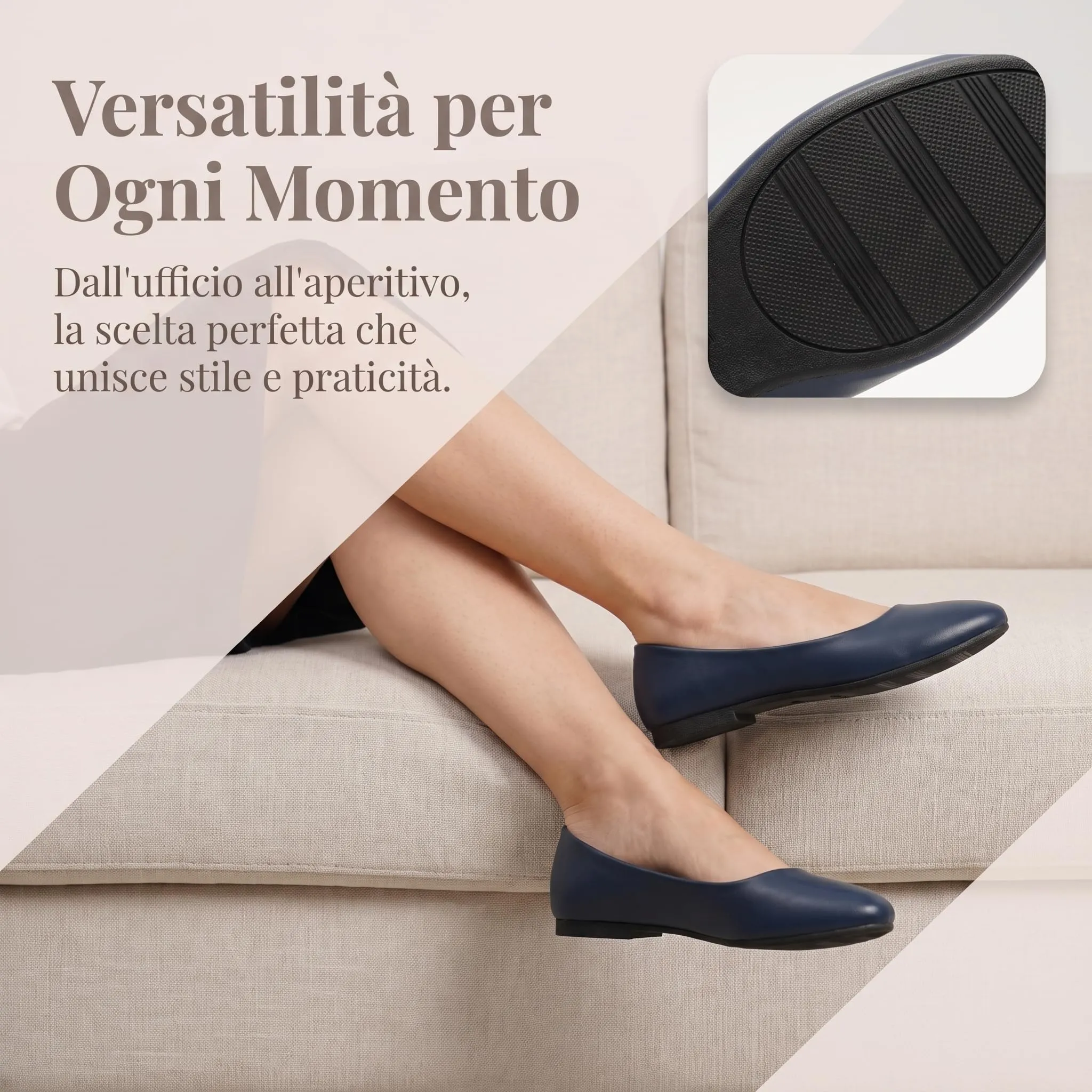 GLAMORA Ballerine Donna Scarpe Basse Punta Tonda Pelle Sintetica Comode Eleganti Manoletina Ballerina Classica Slip On Suola Flessibile Leggere Morbide Calzata Piccola - immagine 5
