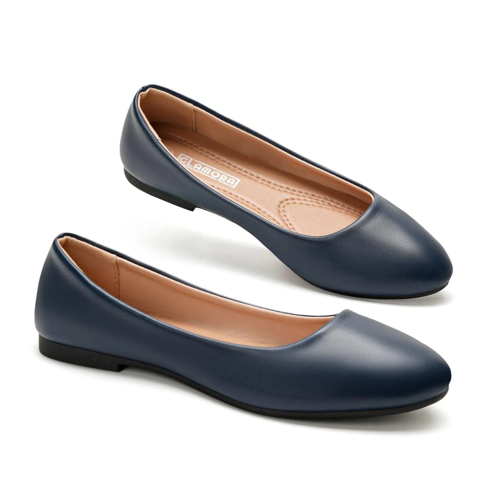 GLAMORA Ballerine Donna Scarpe Basse Punta Tonda Pelle Sintetica Comode Eleganti Manoletina Ballerina Classica Slip On Suola Flessibile Leggere Morbide Calzata Piccola - immagine 1