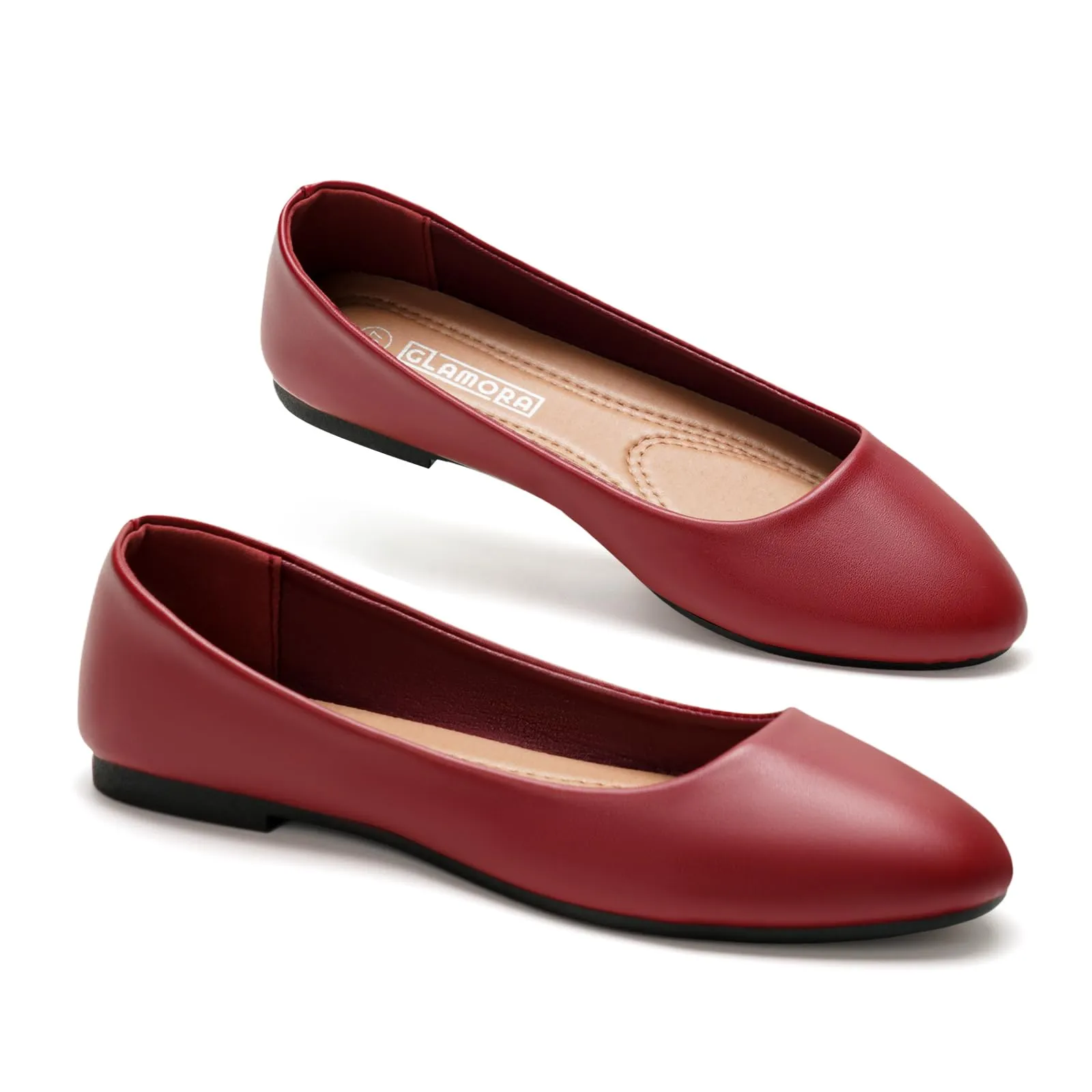 GLAMORA Ballerine Donna Scarpe Basse Punta Tonda Pelle Sintetica Comode Eleganti Manoletina Ballerina Classica Slip On Suola Flessibile Leggere Morbide Calzata Piccola - immagine 1