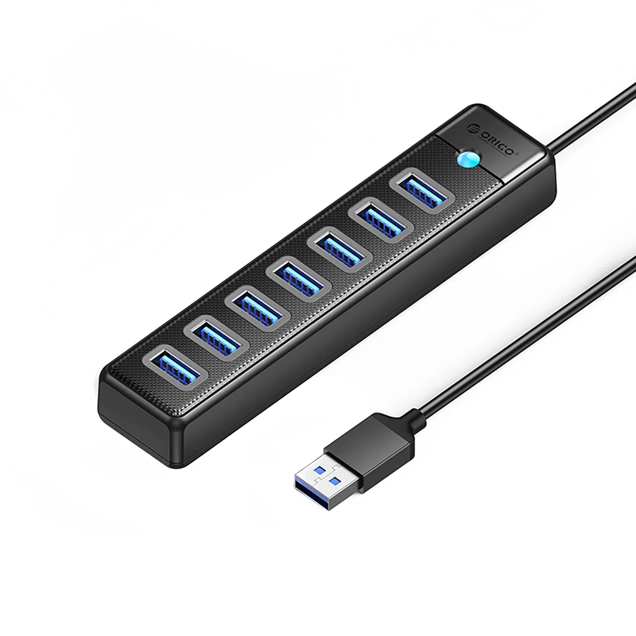 Hub USB Orico PW7U-U3, 7 x USB-A 3.0 - 1 x USB-C, Nero - immagine 1