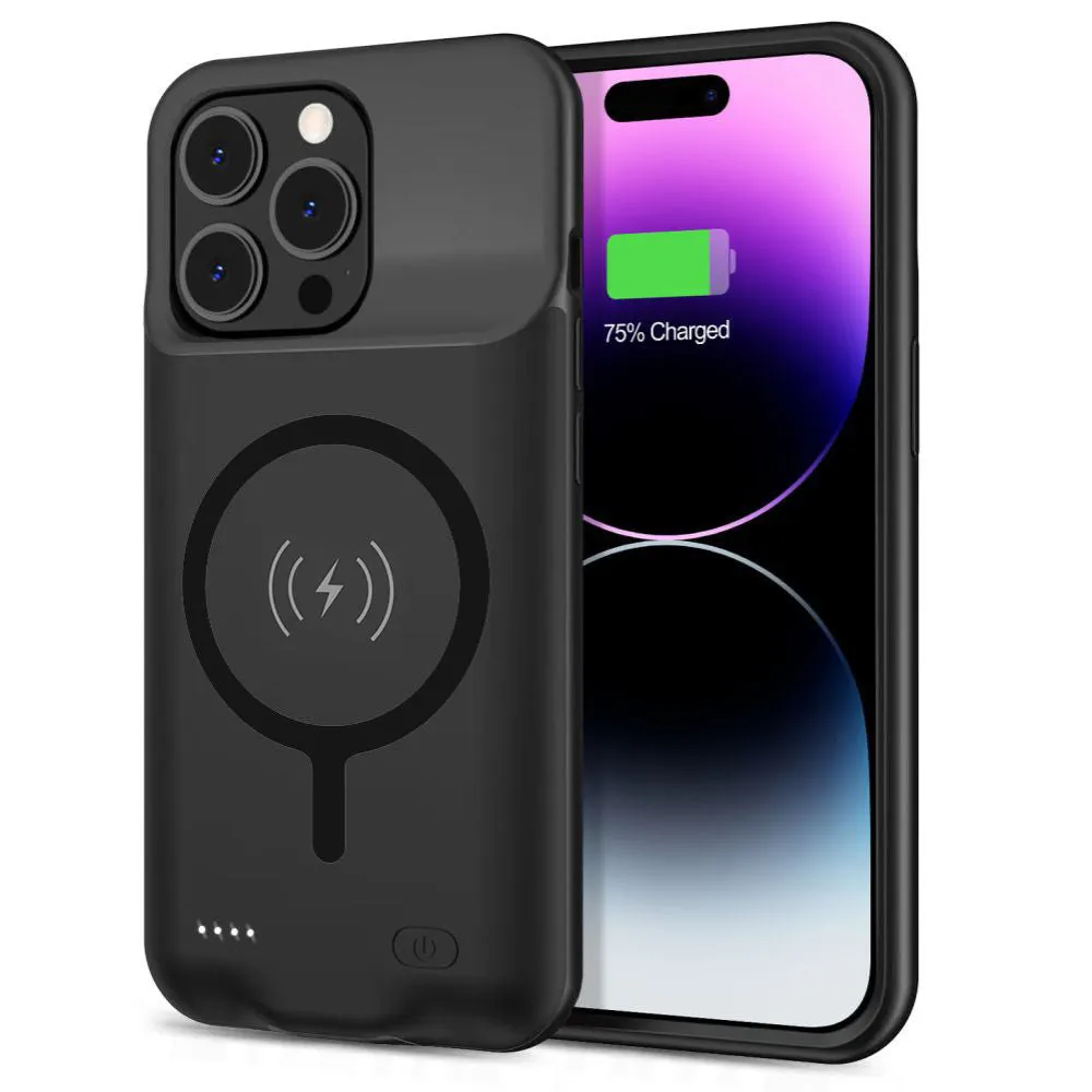 Batteria Esterna Tipo Custodia Wireless Techsuit Power Pro Battery per Apple iPhone 15 Pro, 7000mAh, Nera - immagine 1
