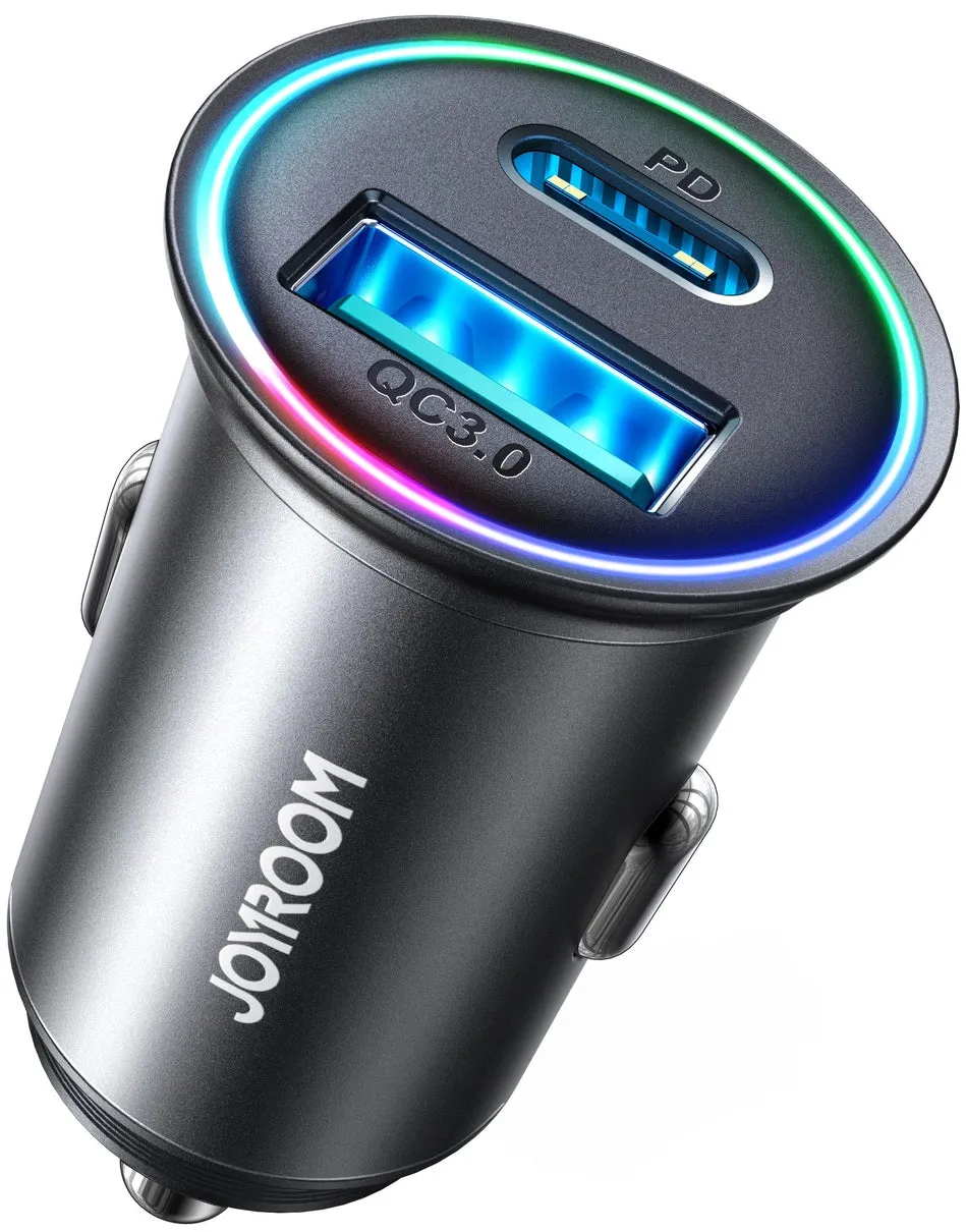 Caricabatterie Auto Joyroom JR-CCN04, 60W, 3A, 1 x USB-A - 1 x USB-C, Nero - immagine 1
