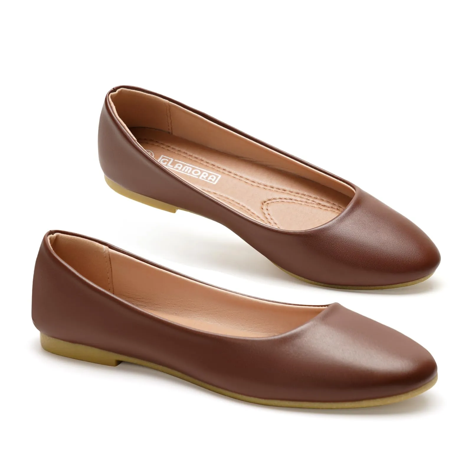 GLAMORA Ballerine Donna Scarpe Basse Punta Tonda Pelle Sintetica Comode Eleganti Manoletina Ballerina Classica Slip On Suola Flessibile Leggere Morbide Calzata Piccola - immagine 1
