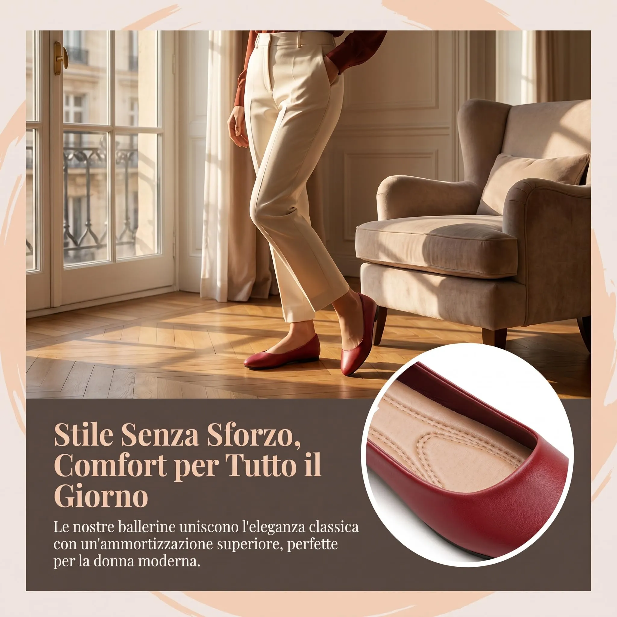 GLAMORA Ballerine Donna Scarpe Basse Punta Tonda Pelle Sintetica Comode Eleganti Manoletina Ballerina Classica Slip On Suola Flessibile Leggere Morbide Calzata Piccola - immagine 6