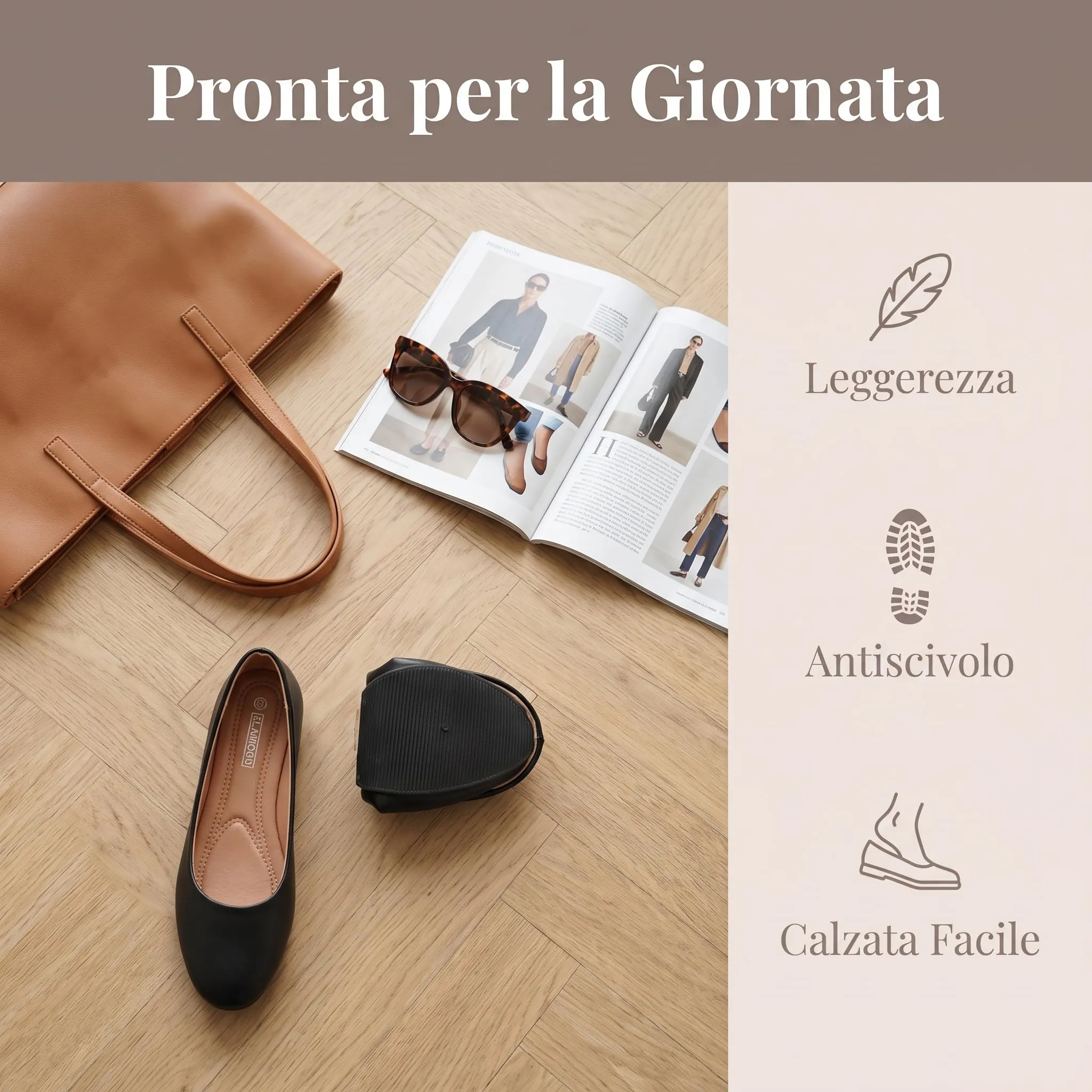 GLAMORA Ballerine Donna Scarpe Basse Punta Tonda Pelle Sintetica Comode Eleganti Manoletina Ballerina Classica Slip On Suola Flessibile Leggere Morbide Calzata Piccola - immagine 7