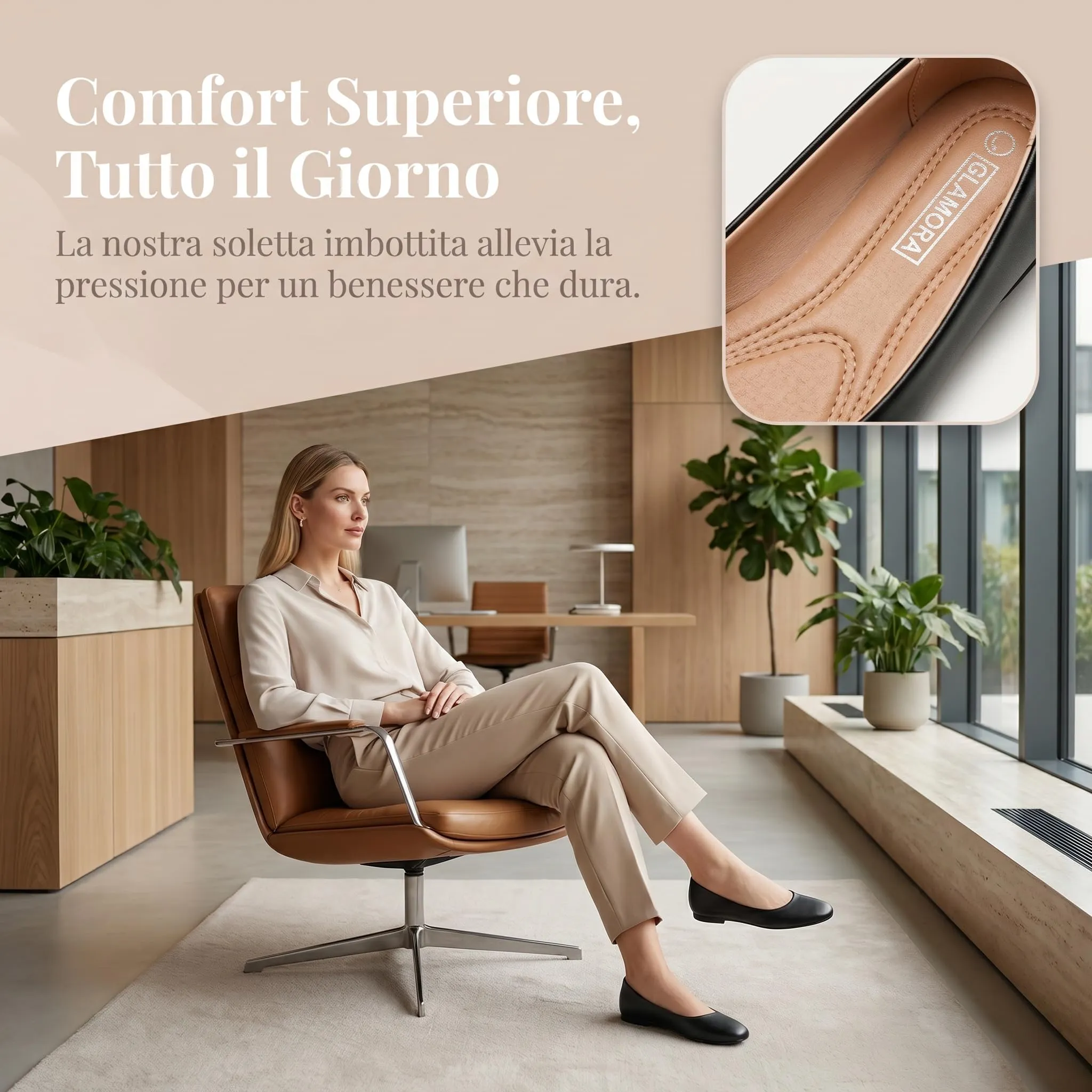 GLAMORA Ballerine Donna Scarpe Basse Punta Tonda Pelle Sintetica Comode Eleganti Manoletina Ballerina Classica Slip On Suola Flessibile Leggere Morbide Calzata Piccola - immagine 5