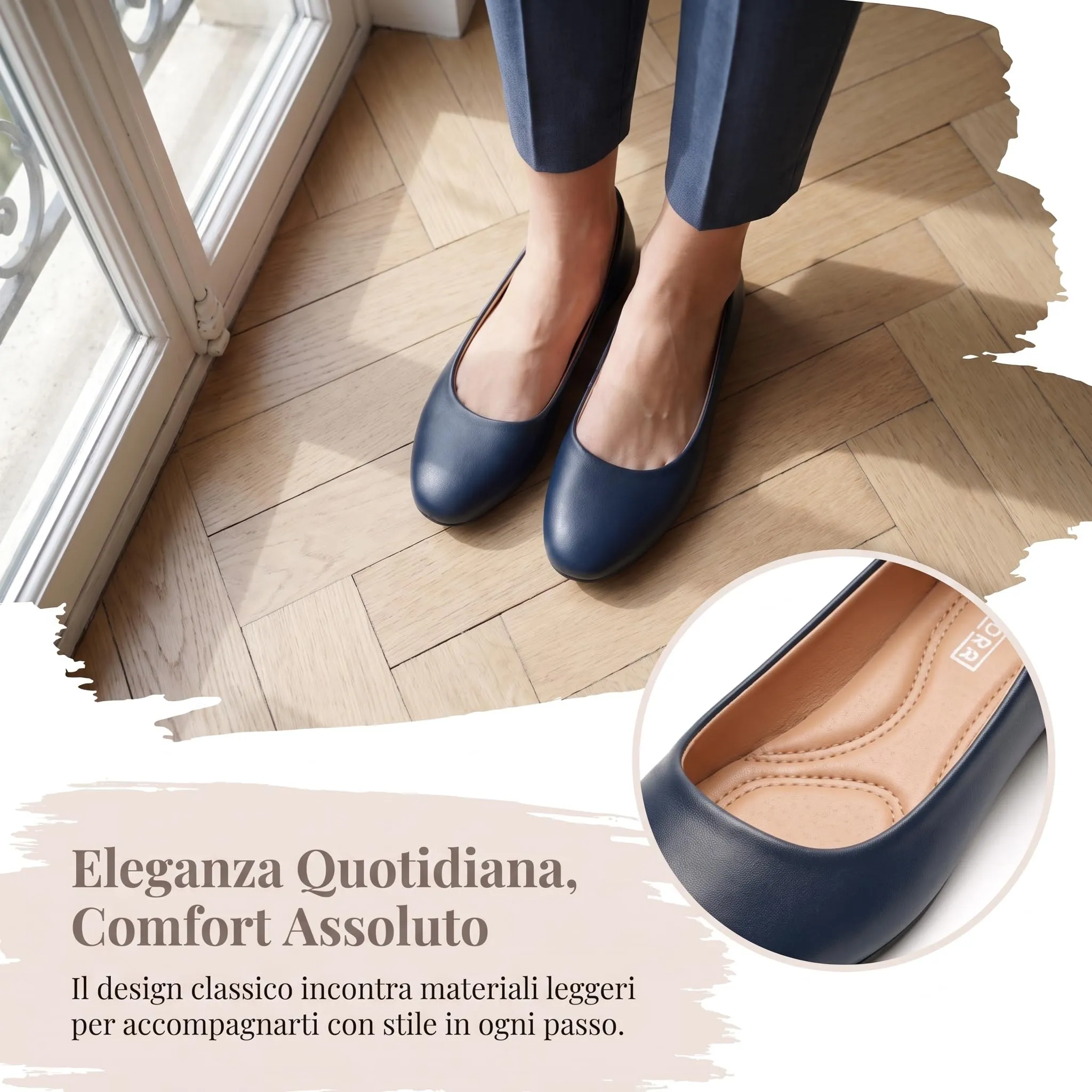 GLAMORA Ballerine Donna Scarpe Basse Punta Tonda Pelle Sintetica Comode Eleganti Manoletina Ballerina Classica Slip On Suola Flessibile Leggere Morbide Calzata Piccola - immagine 6