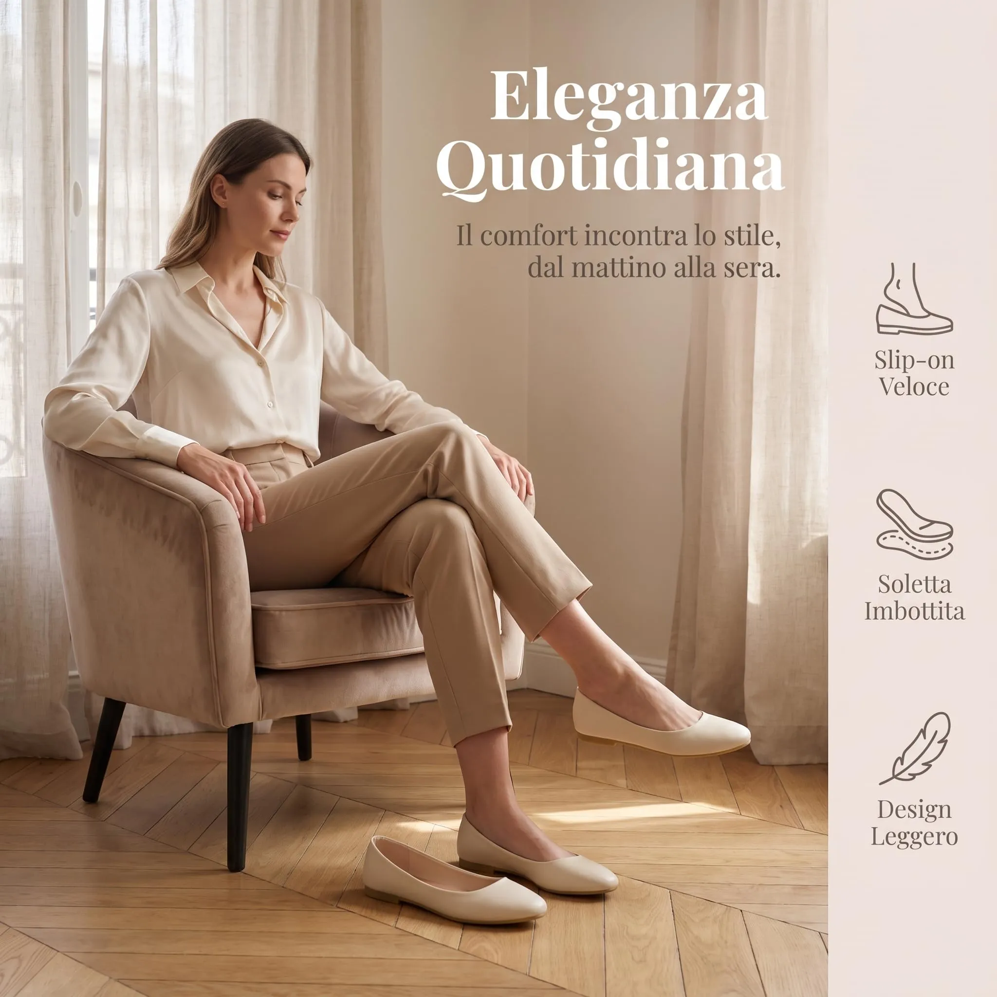 GLAMORA Ballerine Donna Scarpe Basse Punta Tonda Pelle Sintetica Comode Eleganti Manoletina Ballerina Classica Slip On Suola Flessibile Leggere Morbide Calzata Piccola - immagine 7