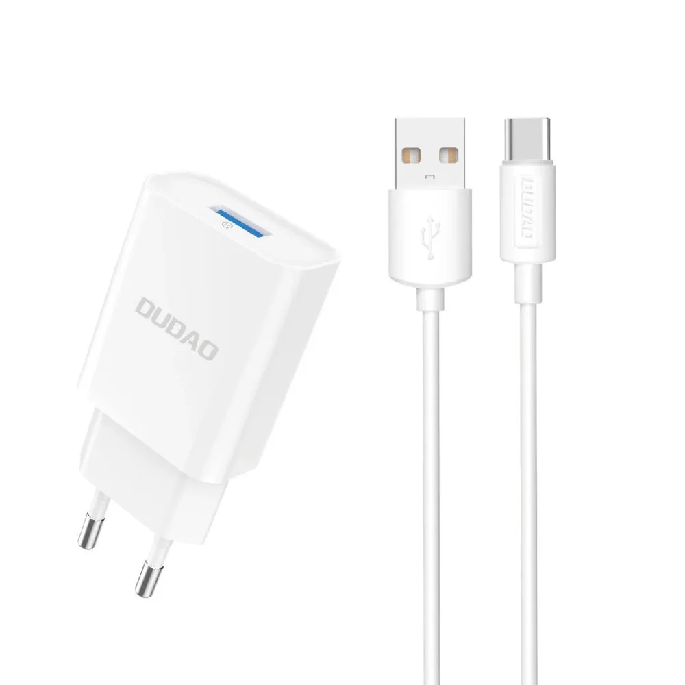 Caricabatterie da rete con cavo USB-C Dudao A4EU, 10W, 2.1A, 1 x USB-A, Bianco - immagine 1