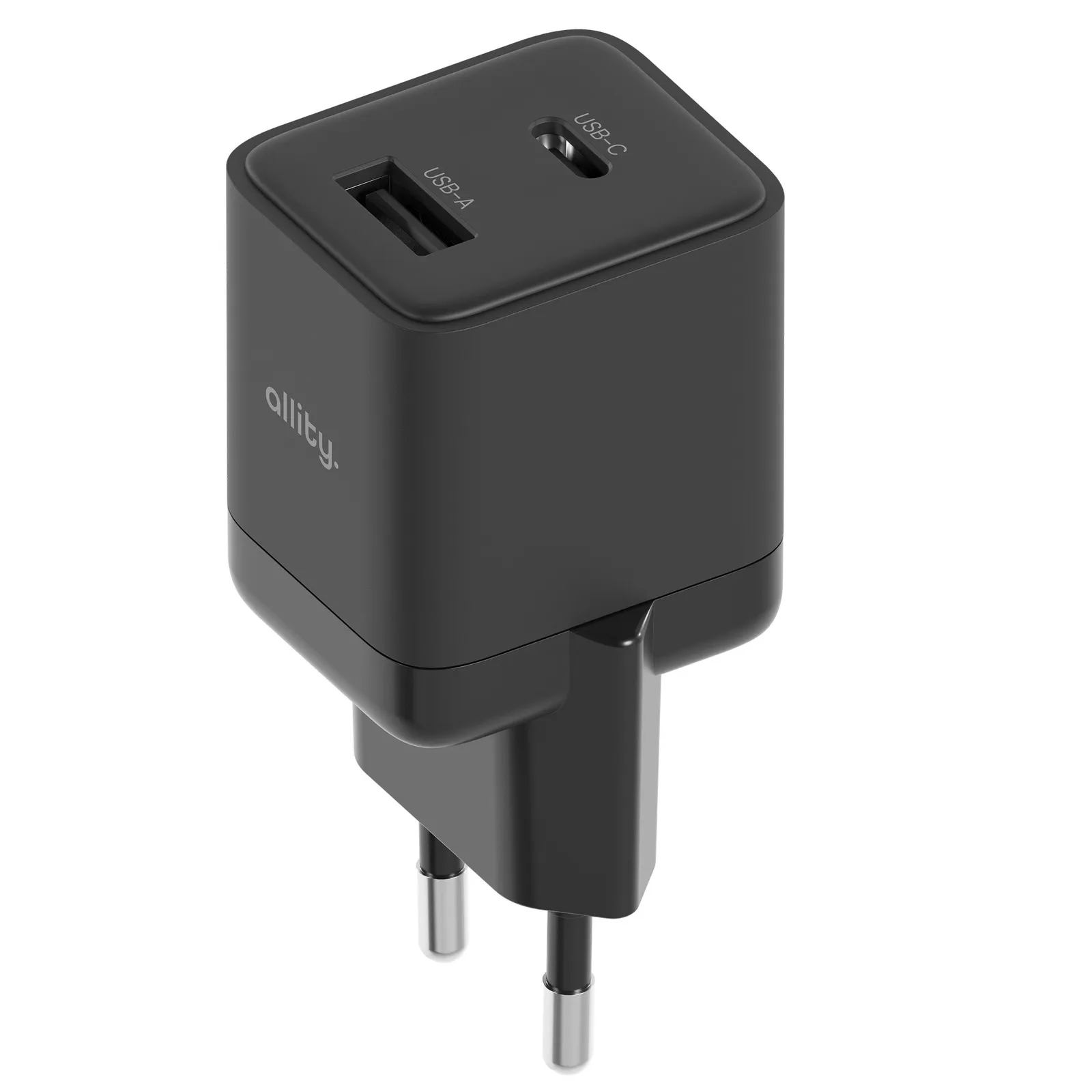 Caricabatterie Rete Allity. ATC-01-30WAC Mini, 30W, 3A, 1 x USB-A - 1 x USB-C, Nero - immagine 1